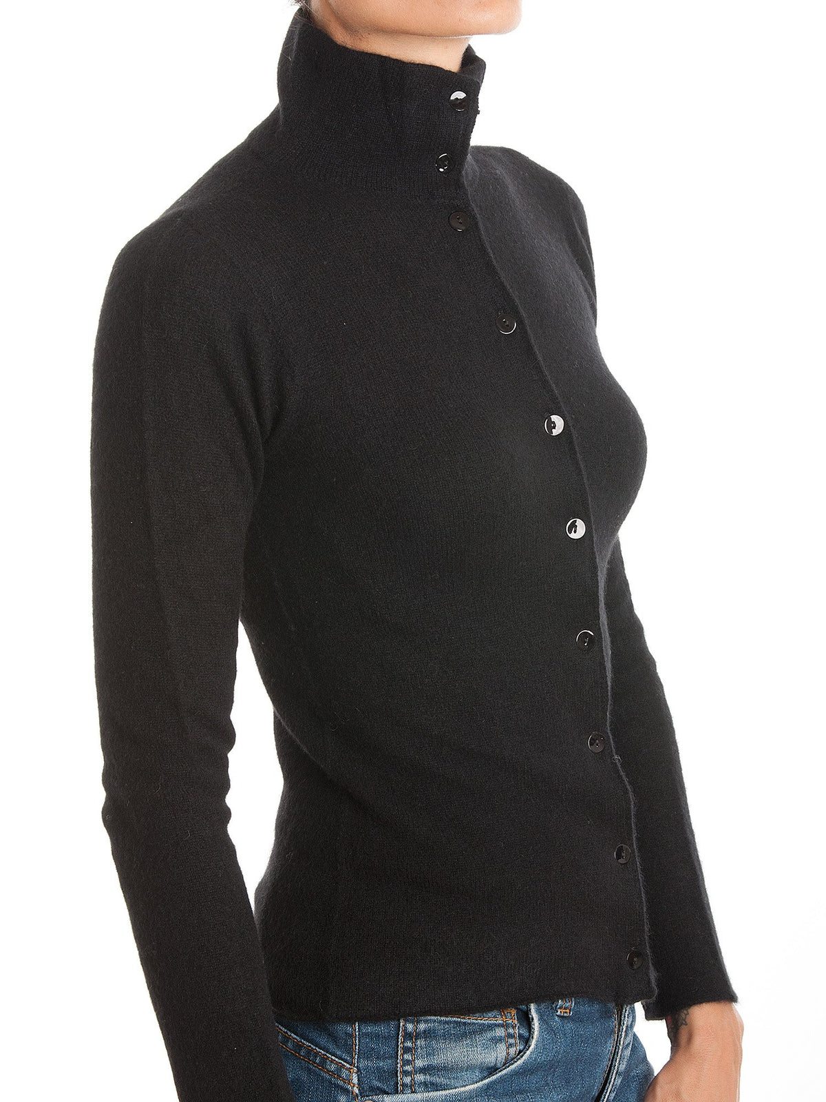 Blouson en maille femme 100 % cachemire, coloris Noir | Dalle Piane Cashmere