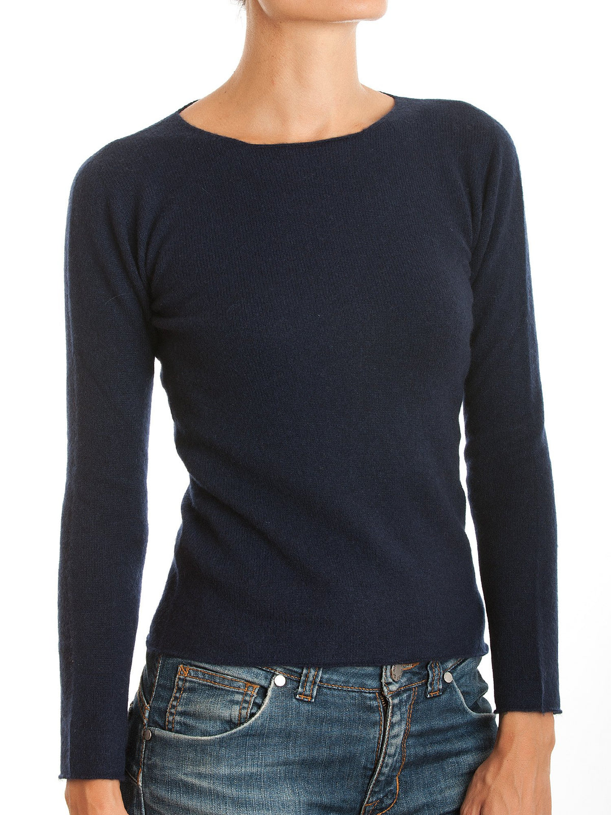 Pull col rond femme 100 % cachemire, coloris Bleu | Dalle Piane Cashmere