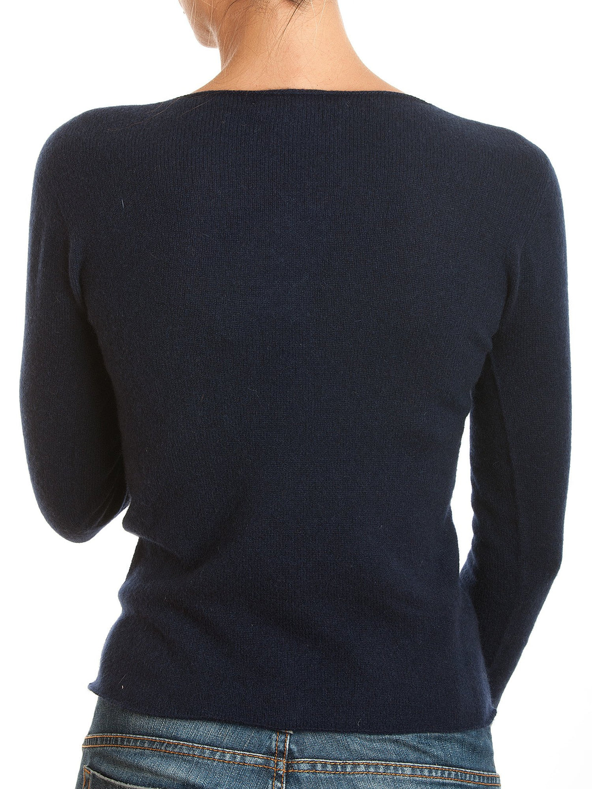 Pull col rond femme 100 % cachemire, coloris Bleu, vue 3 | Dalle Piane Cashmere
