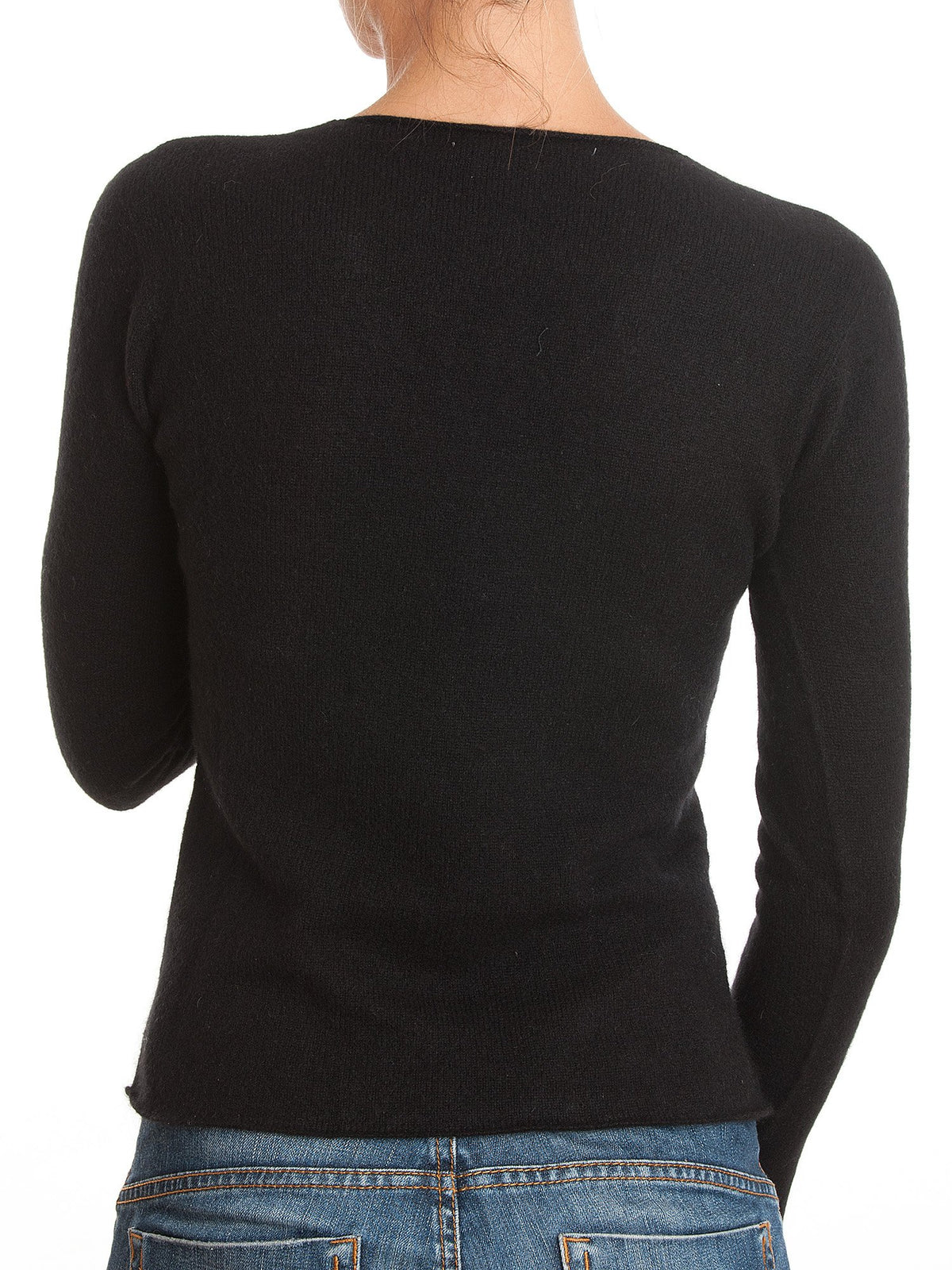 Pull col V femme 100 % cachemire, coloris Noir, vue 3 | Dalle Piane Cashmere