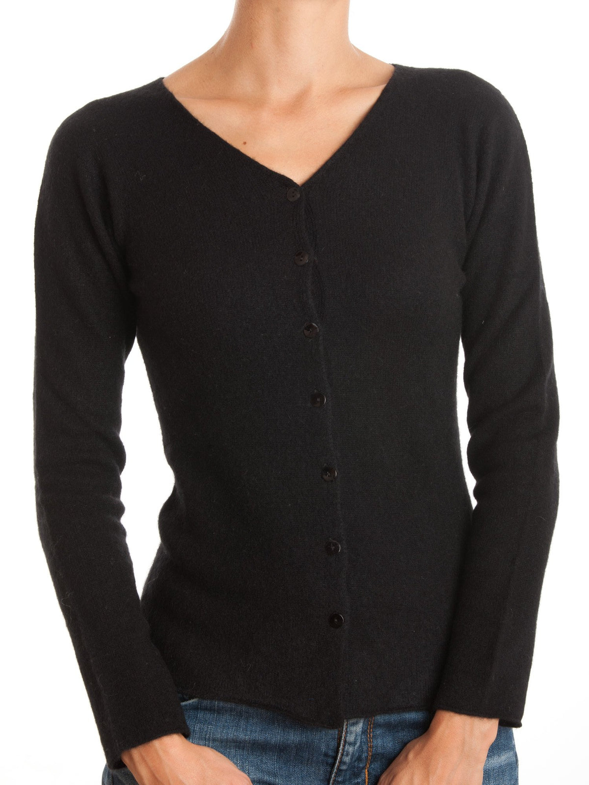 Cardigan con bottoni 100% Cashmere, colore Nero, vista 2 | Dalle Piane Cashmere