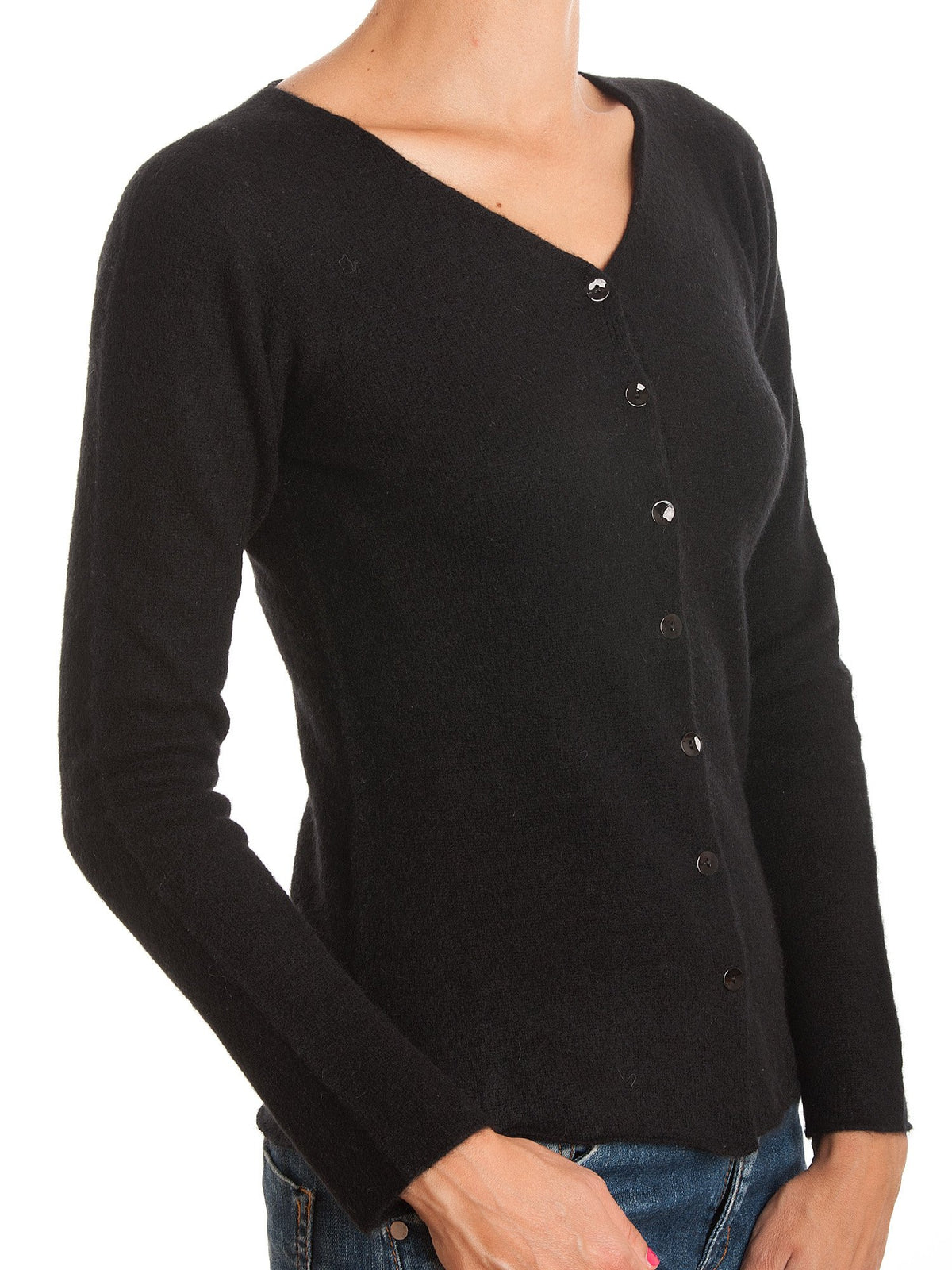 Cardigan con bottoni 100% Cashmere, colore Nero | Dalle Piane Cashmere