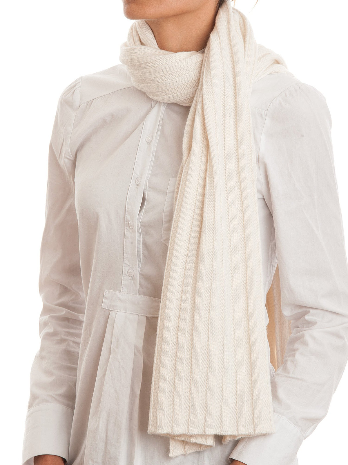 Ensemble écharpe et bonnet femme mélange cachemire, coloris Crème, vue 2 | Dalle Piane Cashmere
