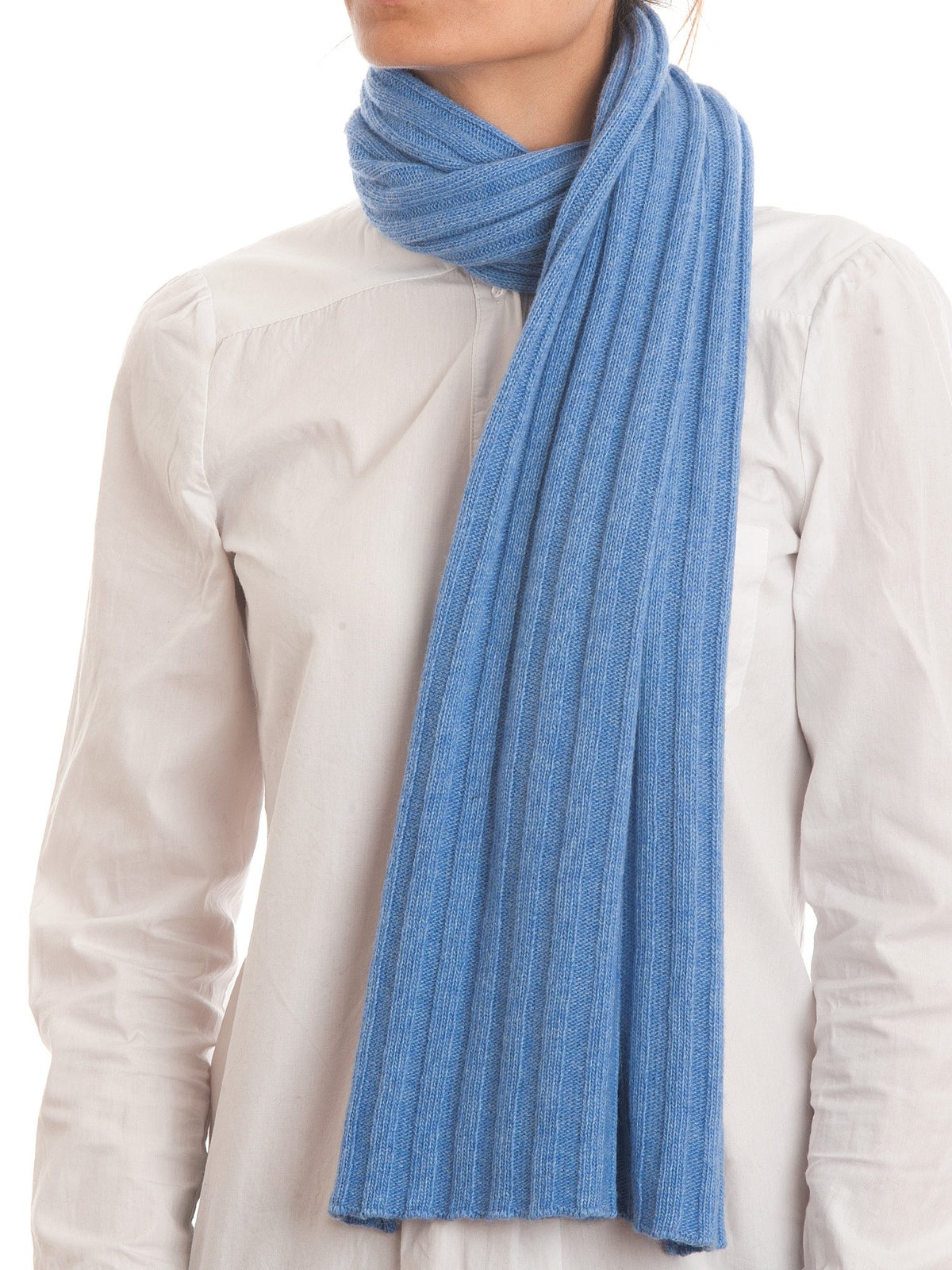 Ensemble écharpe et bonnet femme mélange cachemire, coloris Azur, vue 2 | Dalle Piane Cashmere
