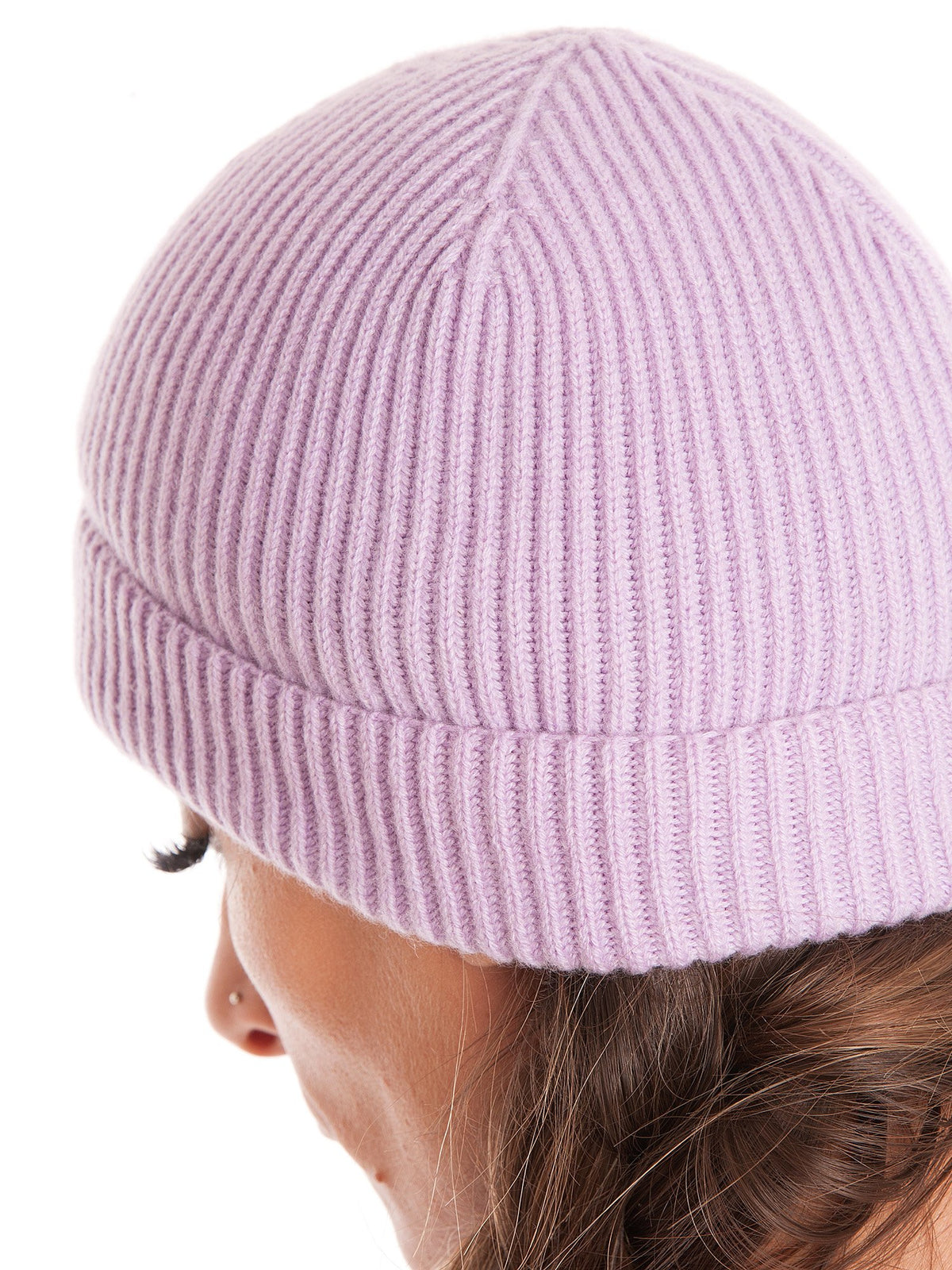 Bonnet femme 100 % cachemire, coloris Lilas, vue 3 | Dalle Piane Cashmere
