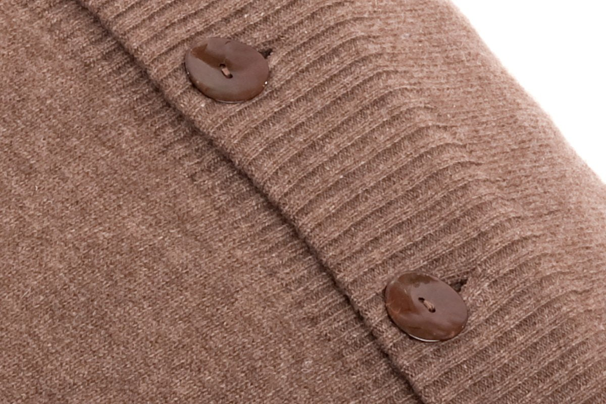 Coussin à boutons 100 % cachemire, coloris Vison, vue 2 | Dalle Piane Cashmere
