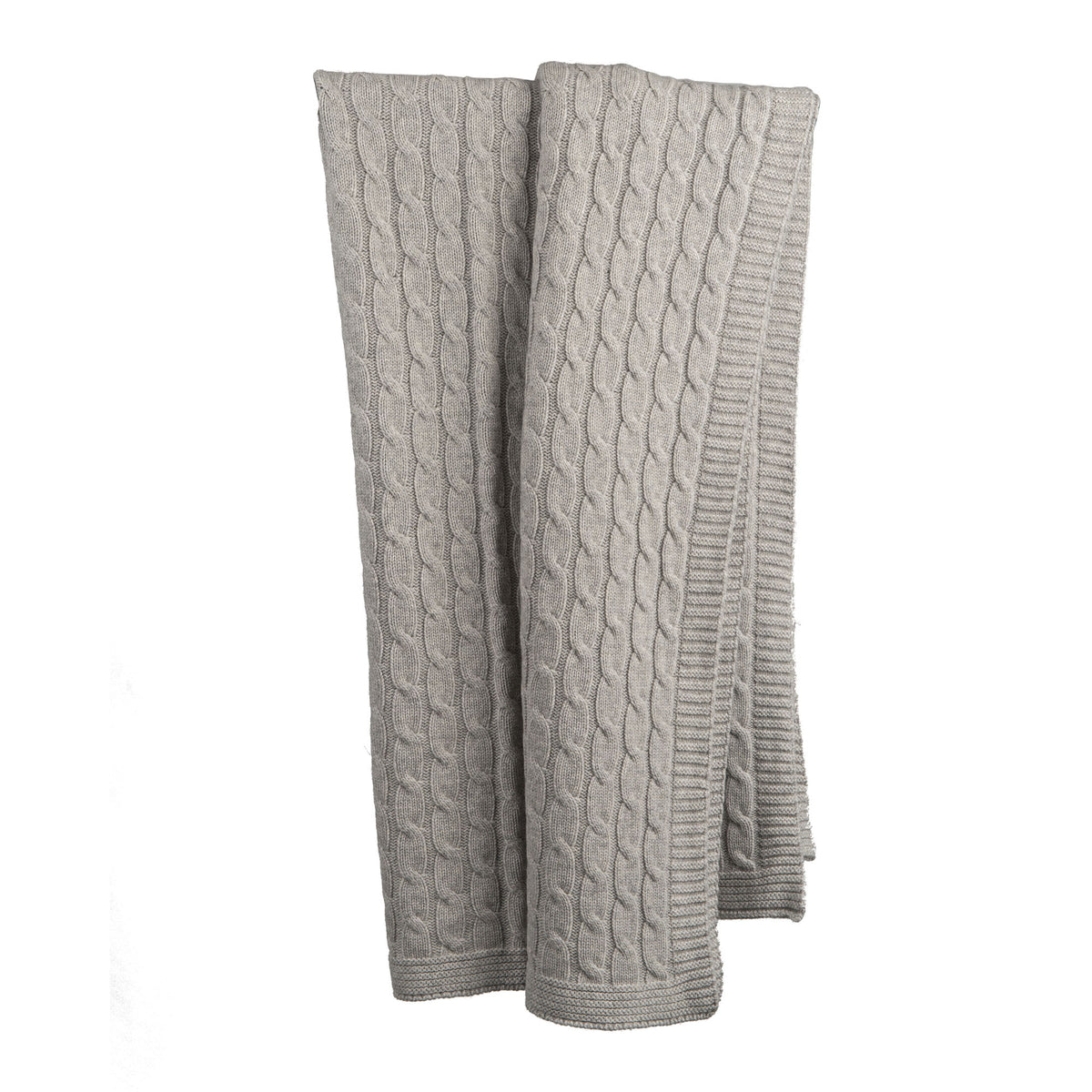 Plaid à torsades 100 % cachemire, coloris Gris | Dalle Piane Cashmere