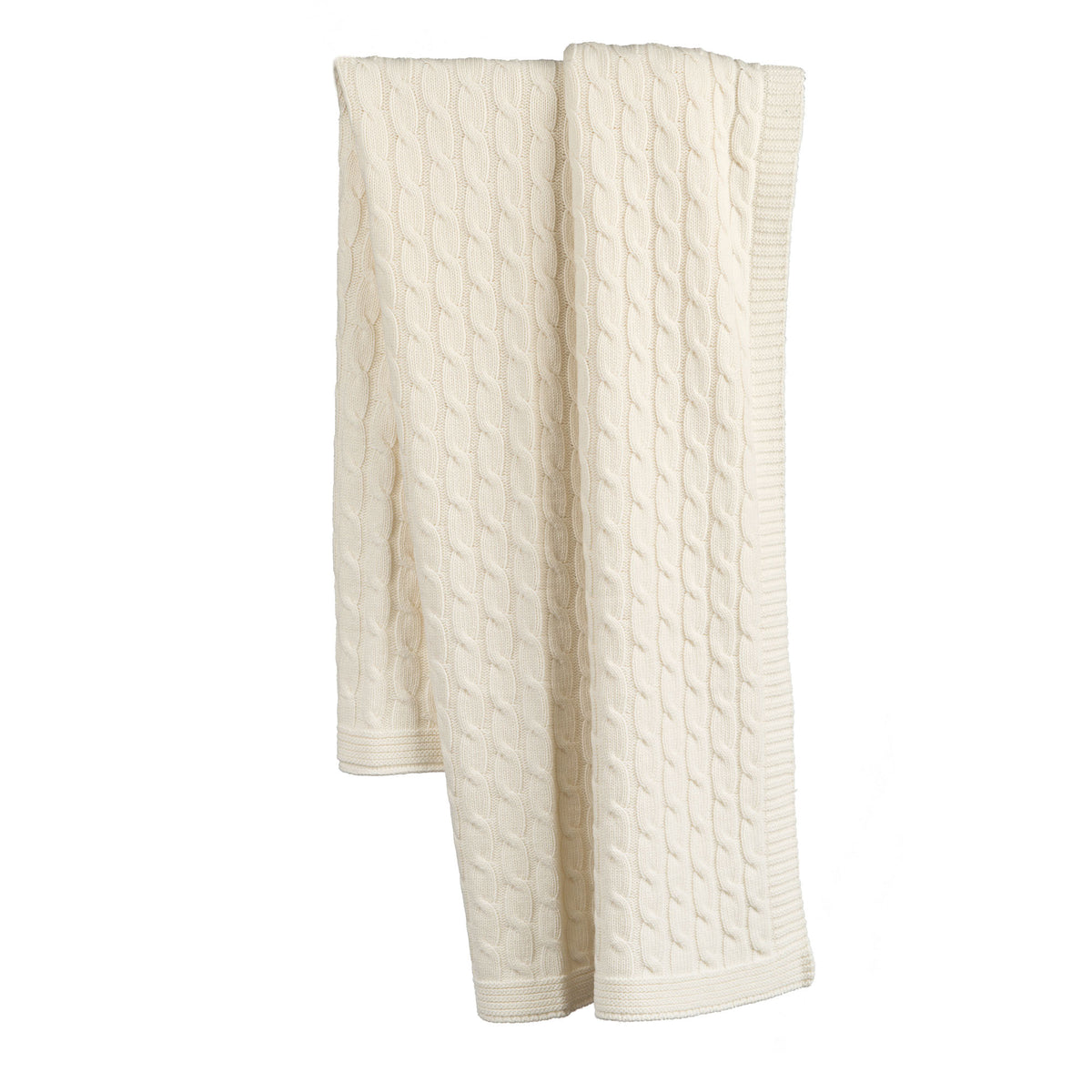 Plaid à torsades 100 % cachemire, coloris Crème | Dalle Piane Cashmere