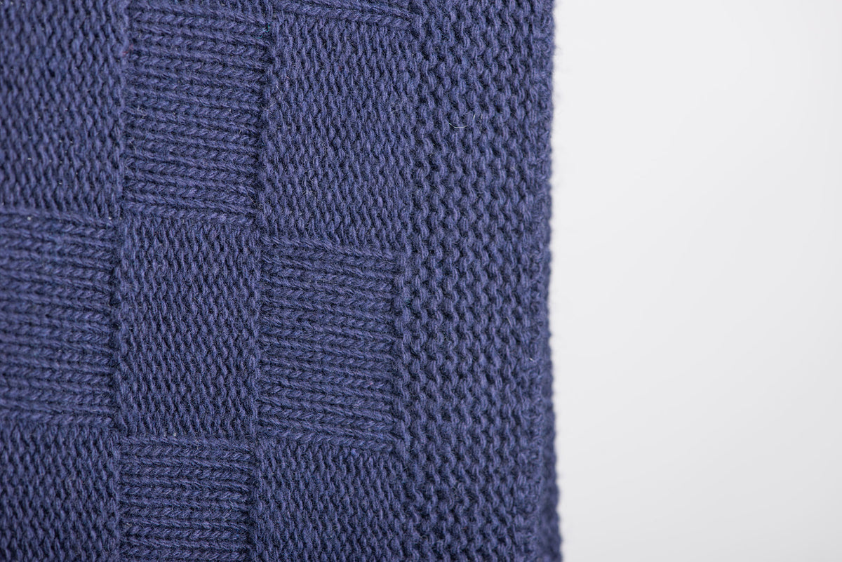 Plaid à damier mélange cachemire, coloris Bleu, vue 2 | Dalle Piane Cashmere