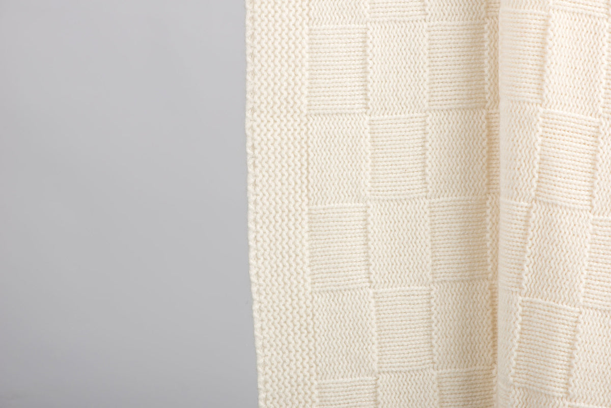 Plaid à damier mélange cachemire, coloris Crème, vue 2 | Dalle Piane Cashmere