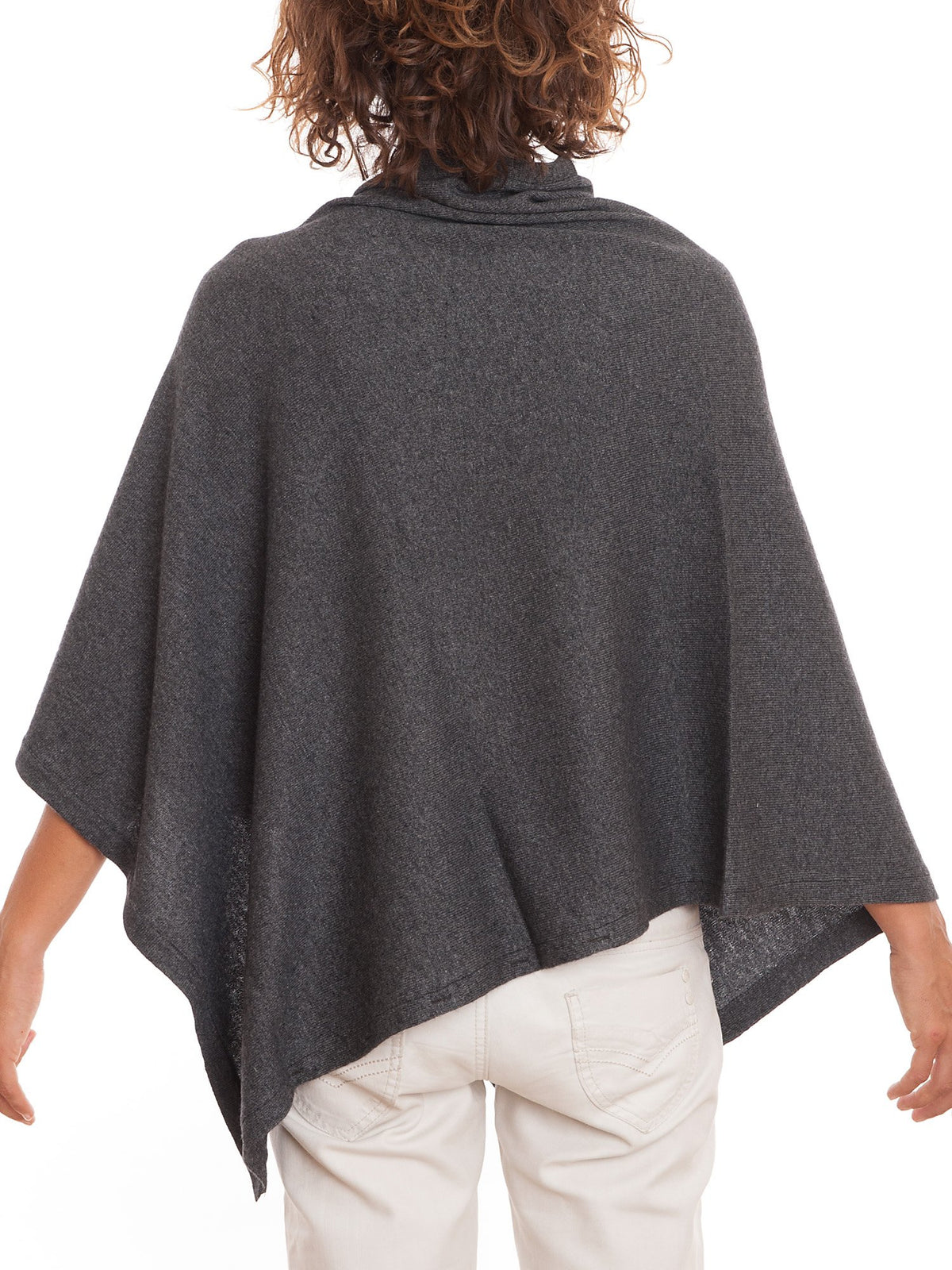 Poncho à boutons femme mélange cachemire, coloris Anthracite, vue 2 | Dalle Piane Cashmere