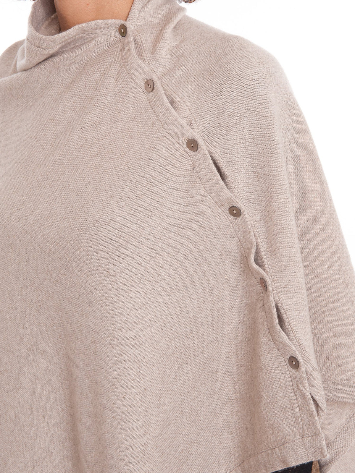Poncho à boutons femme mélange cachemire, coloris Beige, vue 4 | Dalle Piane Cashmere