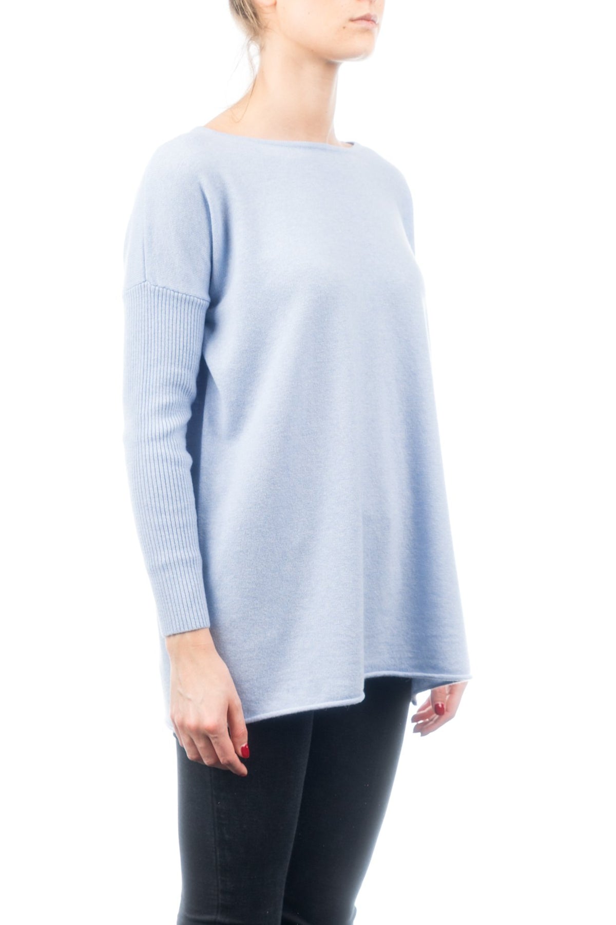 Maxi-pull femme mélange cachemire, coloris Ciel, vue 2 | Dalle Piane Cashmere