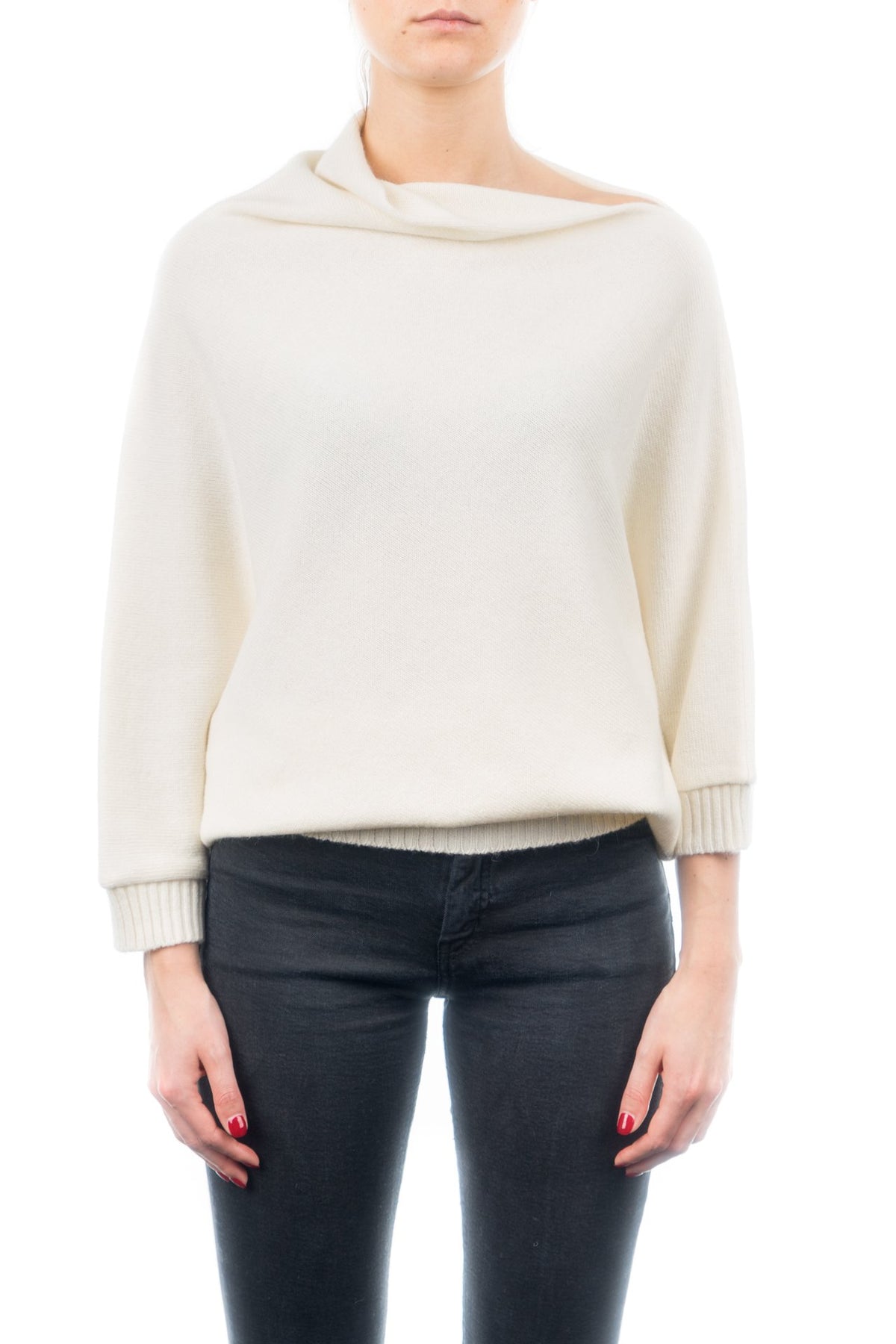 Maglia Poncho Misto Cashmere, colore Crema | Dalle Piane Cashmere
