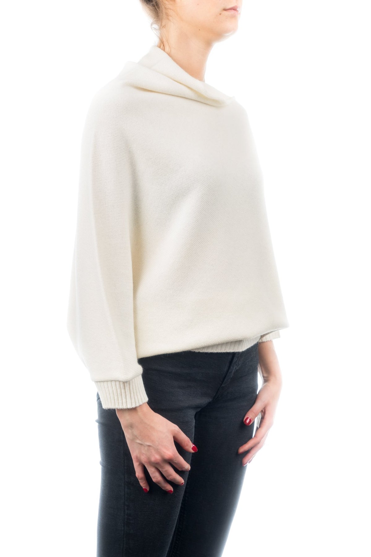 Maglia Poncho Misto Cashmere, colore Crema, vista 2 | Dalle Piane Cashmere