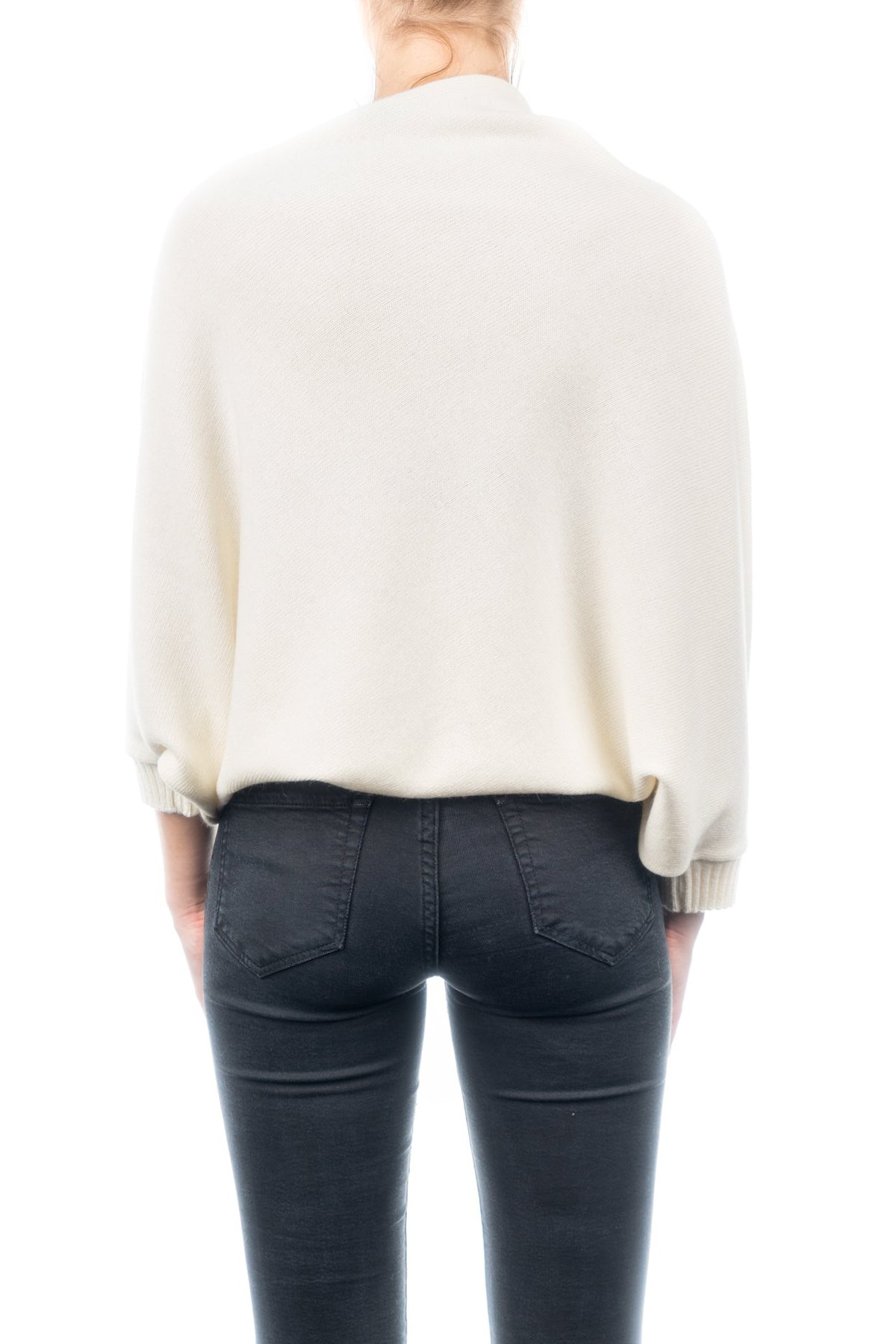 Poncho à manches femme mélange cachemire, coloris Crème, vue 3 | Dalle Piane Cashmere