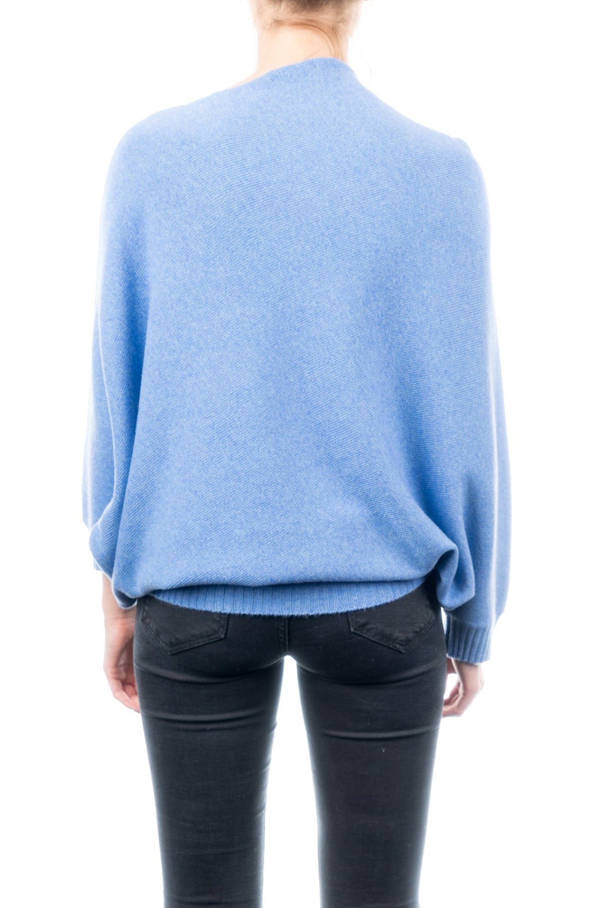 Poncho à manches femme mélange cachemire, coloris Azur, vue 3 | Dalle Piane Cashmere