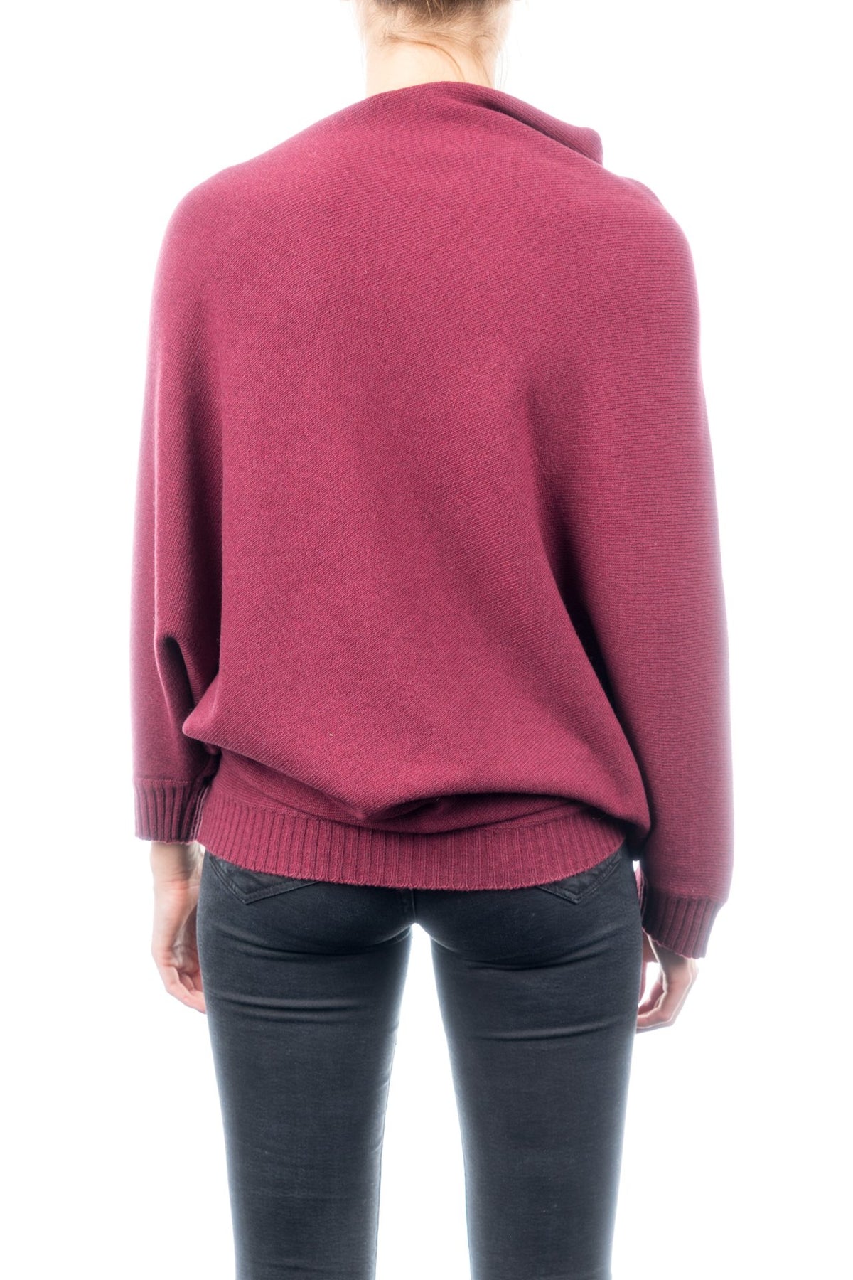 Poncho à manches femme mélange cachemire, coloris Bordeaux, vue 3 | Dalle Piane Cashmere