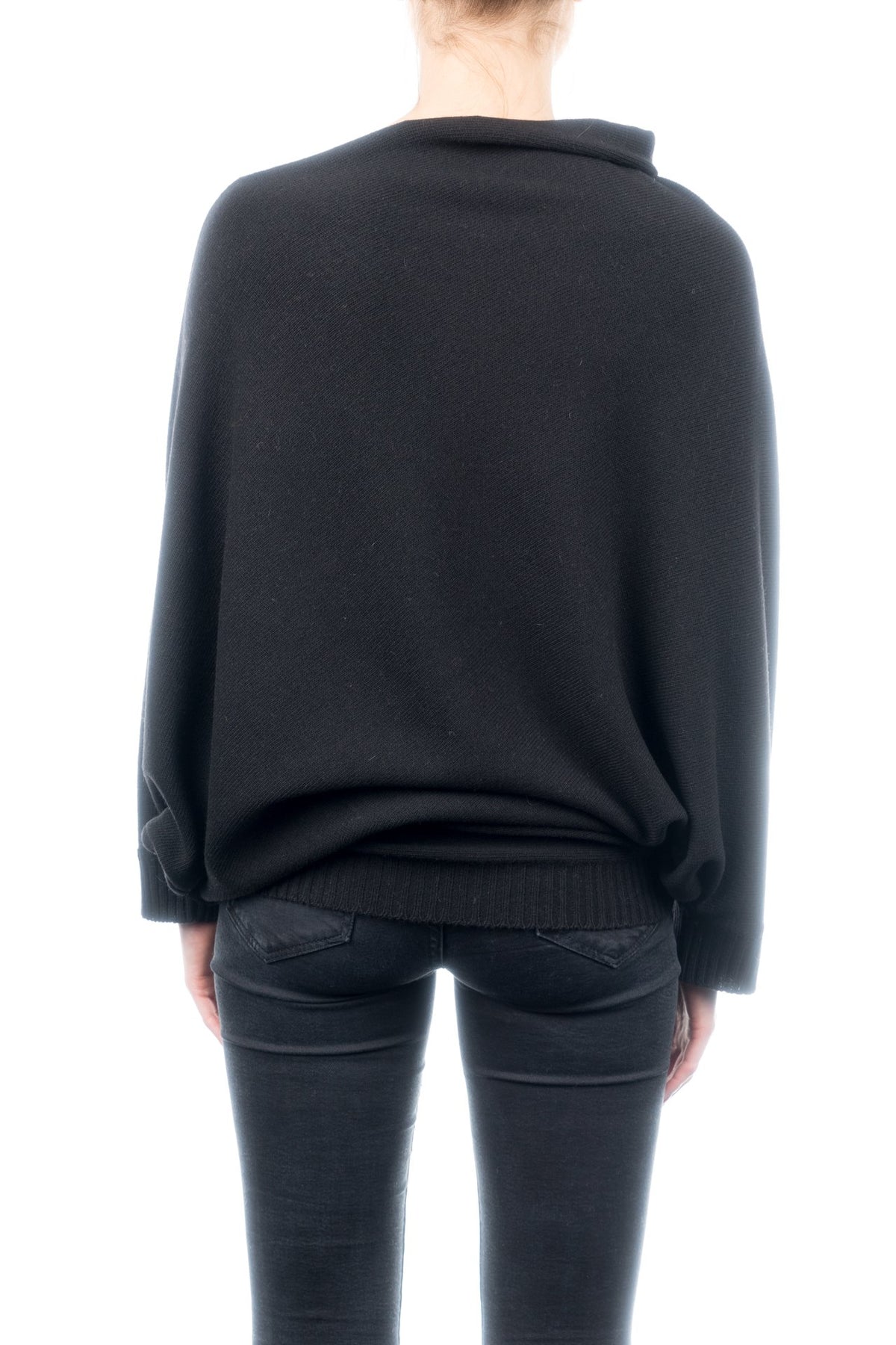 Poncho à manches femme mélange cachemire, coloris Noir, vue 3 | Dalle Piane Cashmere