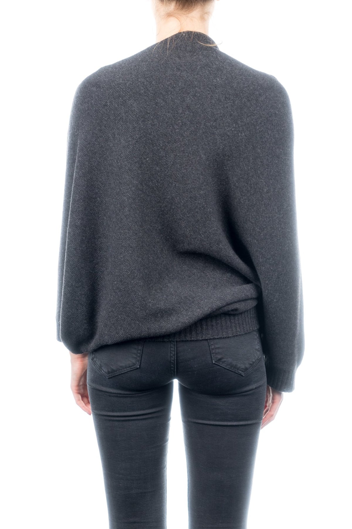 Poncho à manches femme mélange cachemire, coloris Anthracite, vue 3 | Dalle Piane Cashmere