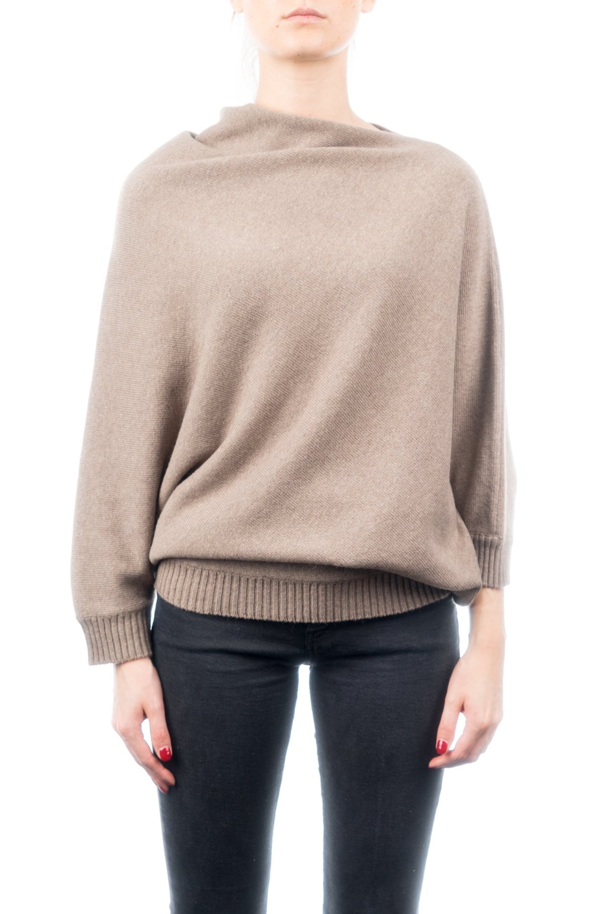 Poncho à manches femme mélange cachemire, coloris Vison | Dalle Piane Cashmere