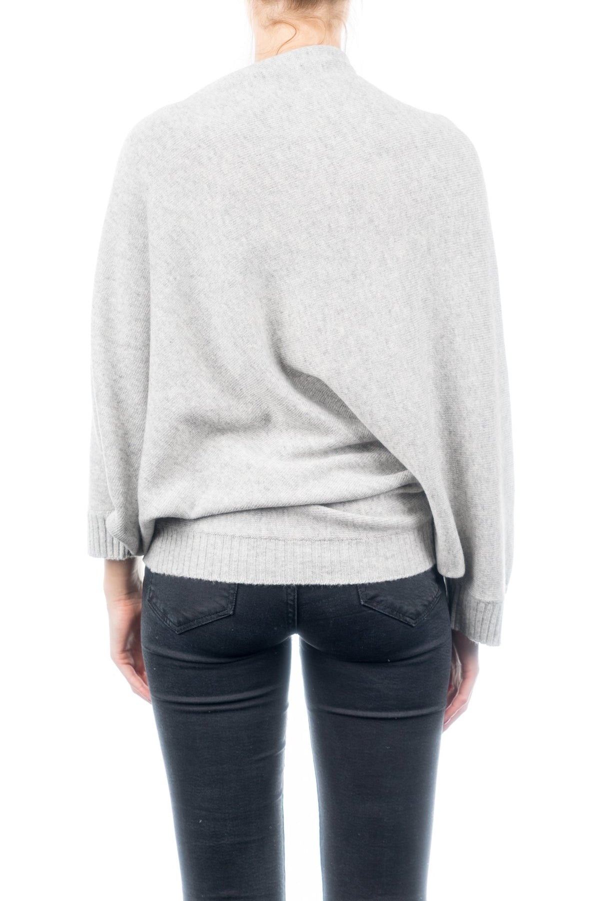 Poncho à manches femme mélange cachemire, coloris Gris, vue 3 | Dalle Piane Cashmere