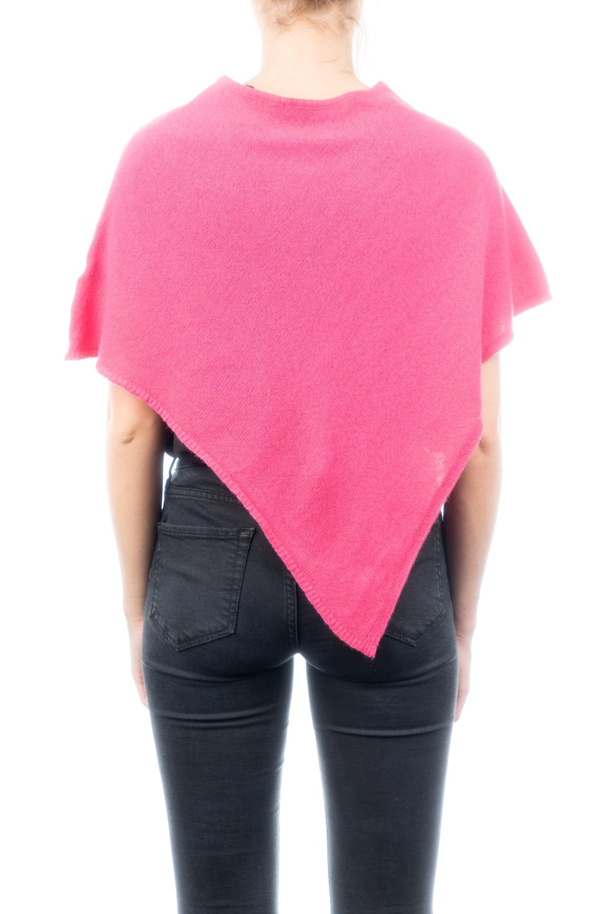 Poncho court femme 100 % cachemire, coloris Fuchsia, vue 3 | Dalle Piane Cashmere