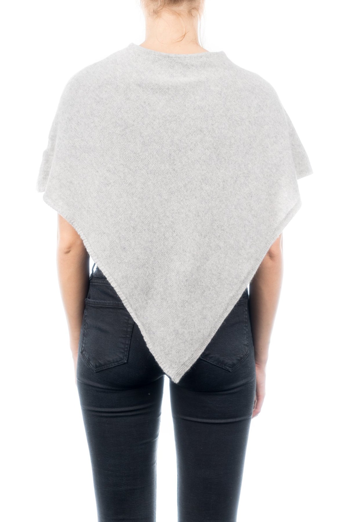 Poncho court femme 100 % cachemire, coloris Gris, vue 3 | Dalle Piane Cashmere