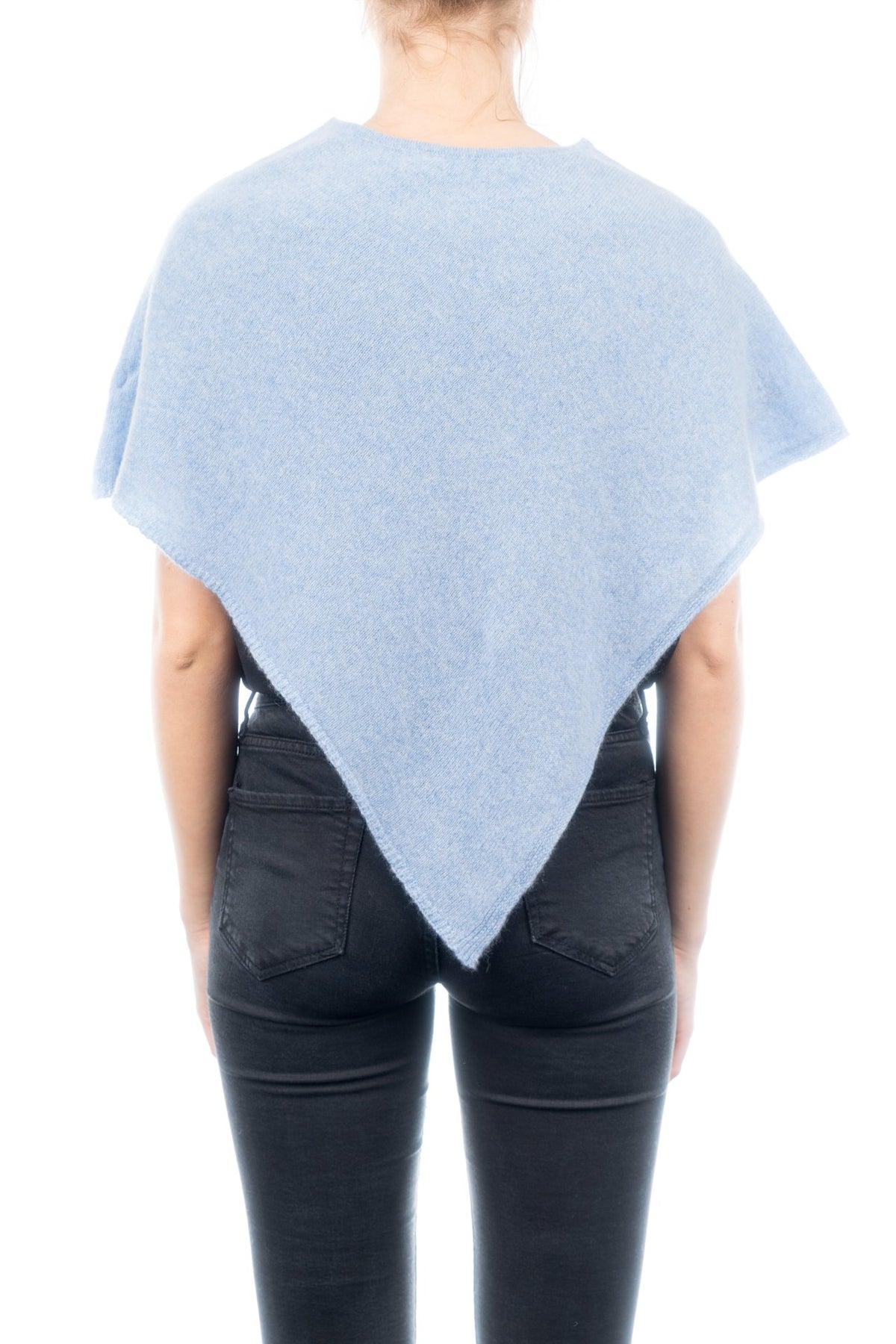 Poncho court femme 100 % cachemire, coloris Ciel, vue 3 | Dalle Piane Cashmere