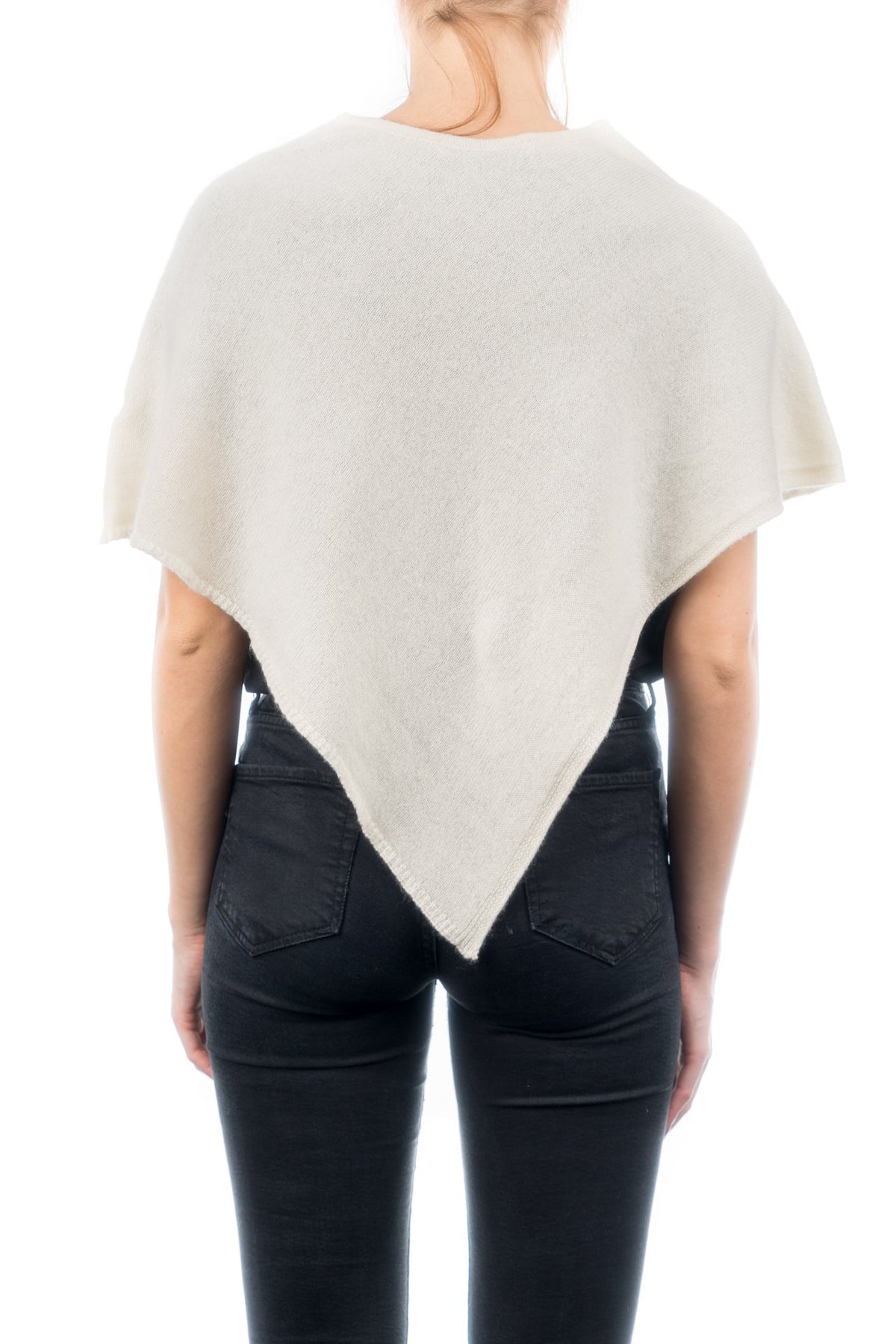 Poncho court femme 100 % cachemire, coloris Crème, vue 3 | Dalle Piane Cashmere