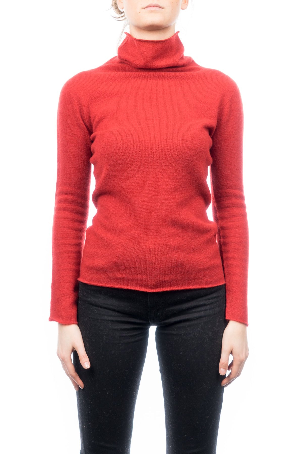 Pull col roulé femme 100 % cachemire, coloris Rouge | Dalle Piane Cashmere