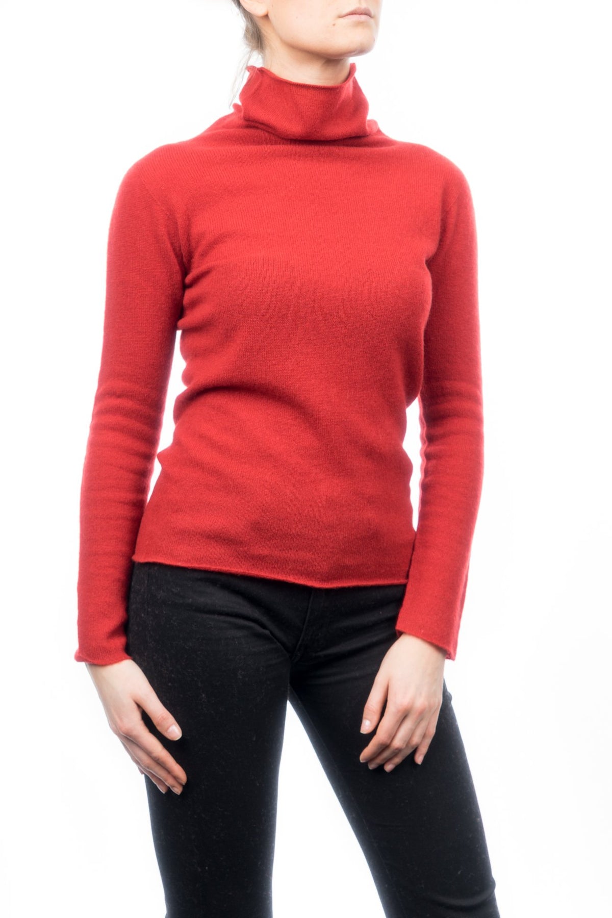 Pull col roulé femme 100 % cachemire, coloris Rouge, vue 2 | Dalle Piane Cashmere