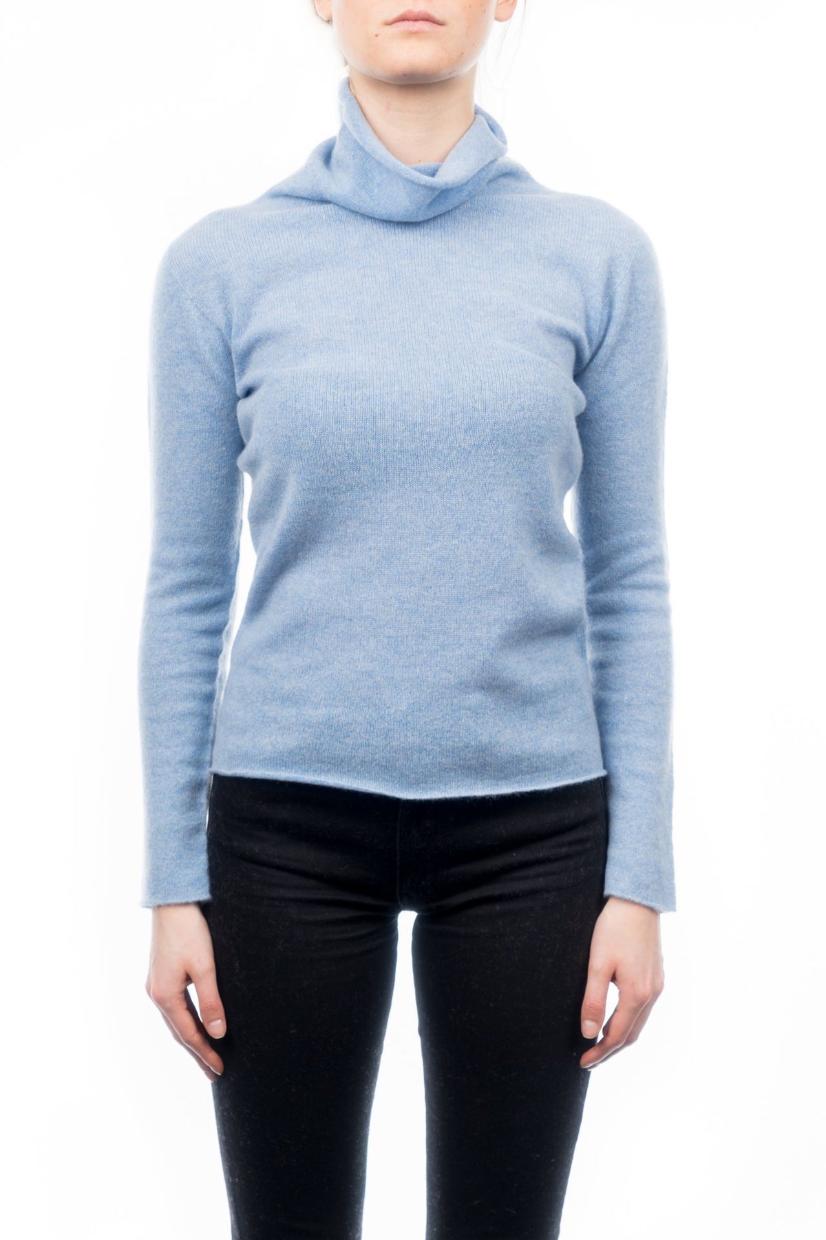 Pull col roulé femme 100 % cachemire, coloris Ciel | Dalle Piane Cashmere