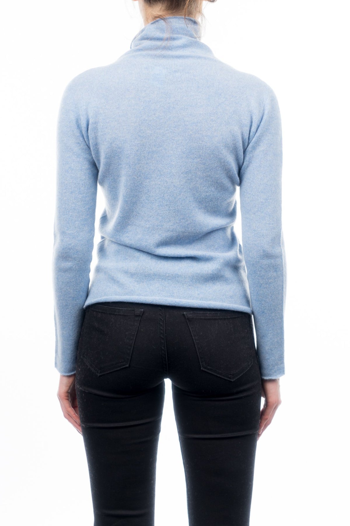 Pull col roulé femme 100 % cachemire, coloris Ciel, vue 3 | Dalle Piane Cashmere