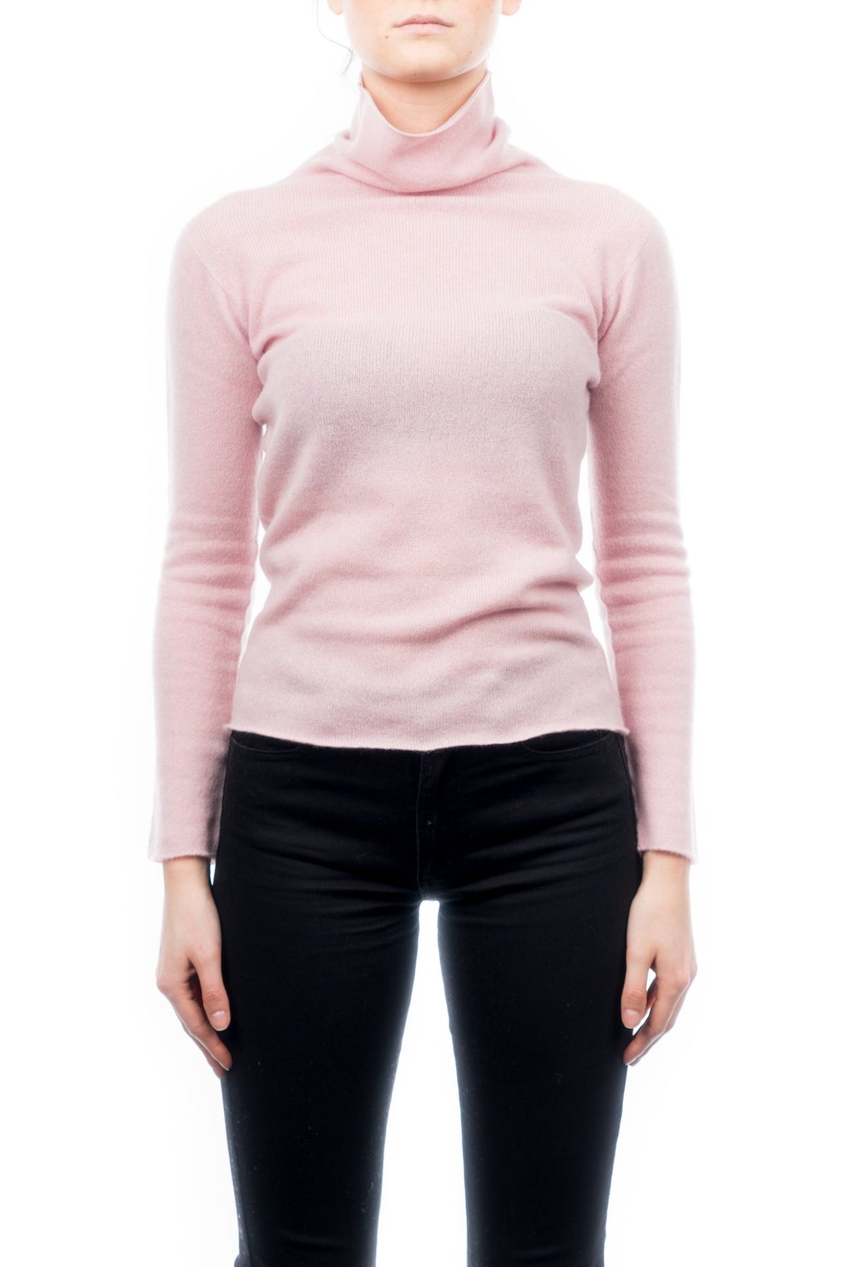 Pull col roulé femme 100 % cachemire, coloris Rose | Dalle Piane Cashmere