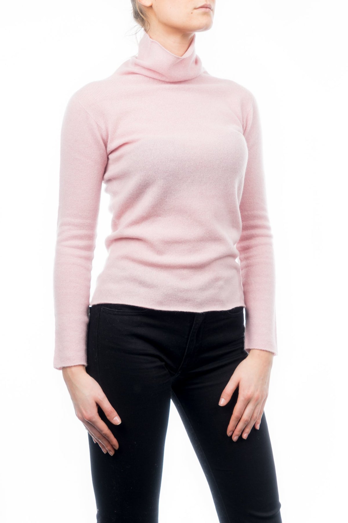 Pull col roulé femme 100 % cachemire, coloris Rose, vue 2 | Dalle Piane Cashmere