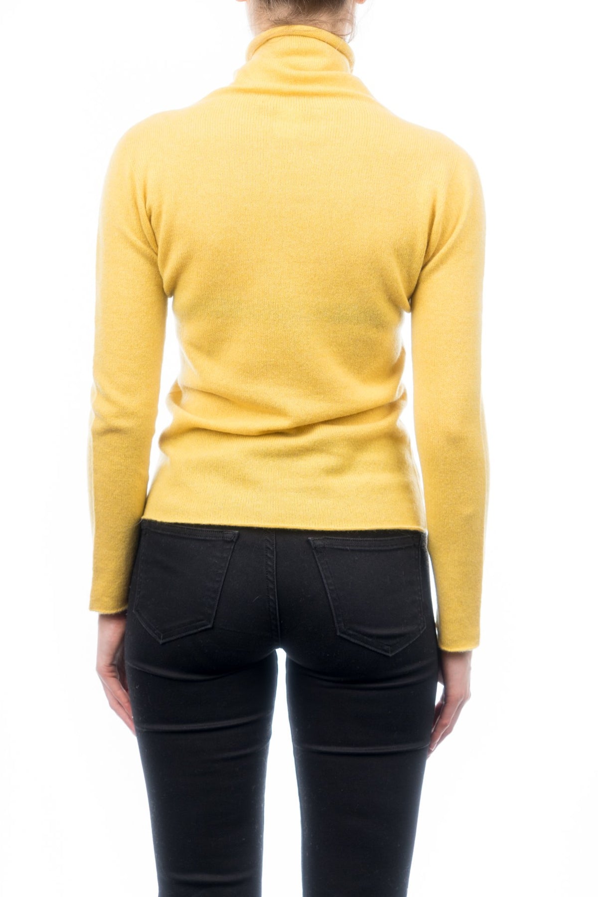 Pull col roulé femme 100 % cachemire, coloris Jaune, vue 3 | Dalle Piane Cashmere
