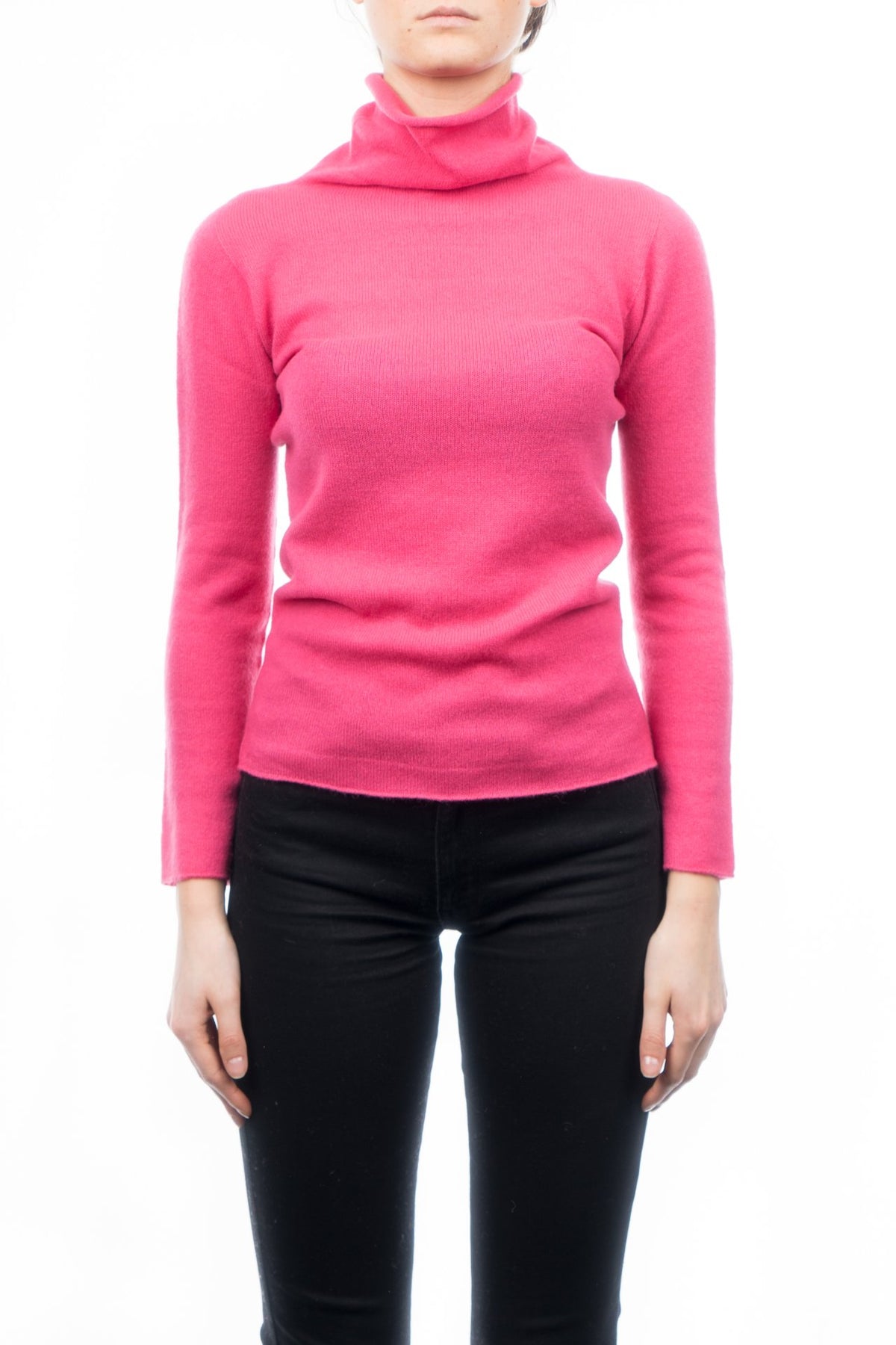 Pull col roulé femme 100 % cachemire, coloris Fuchsia | Dalle Piane Cashmere