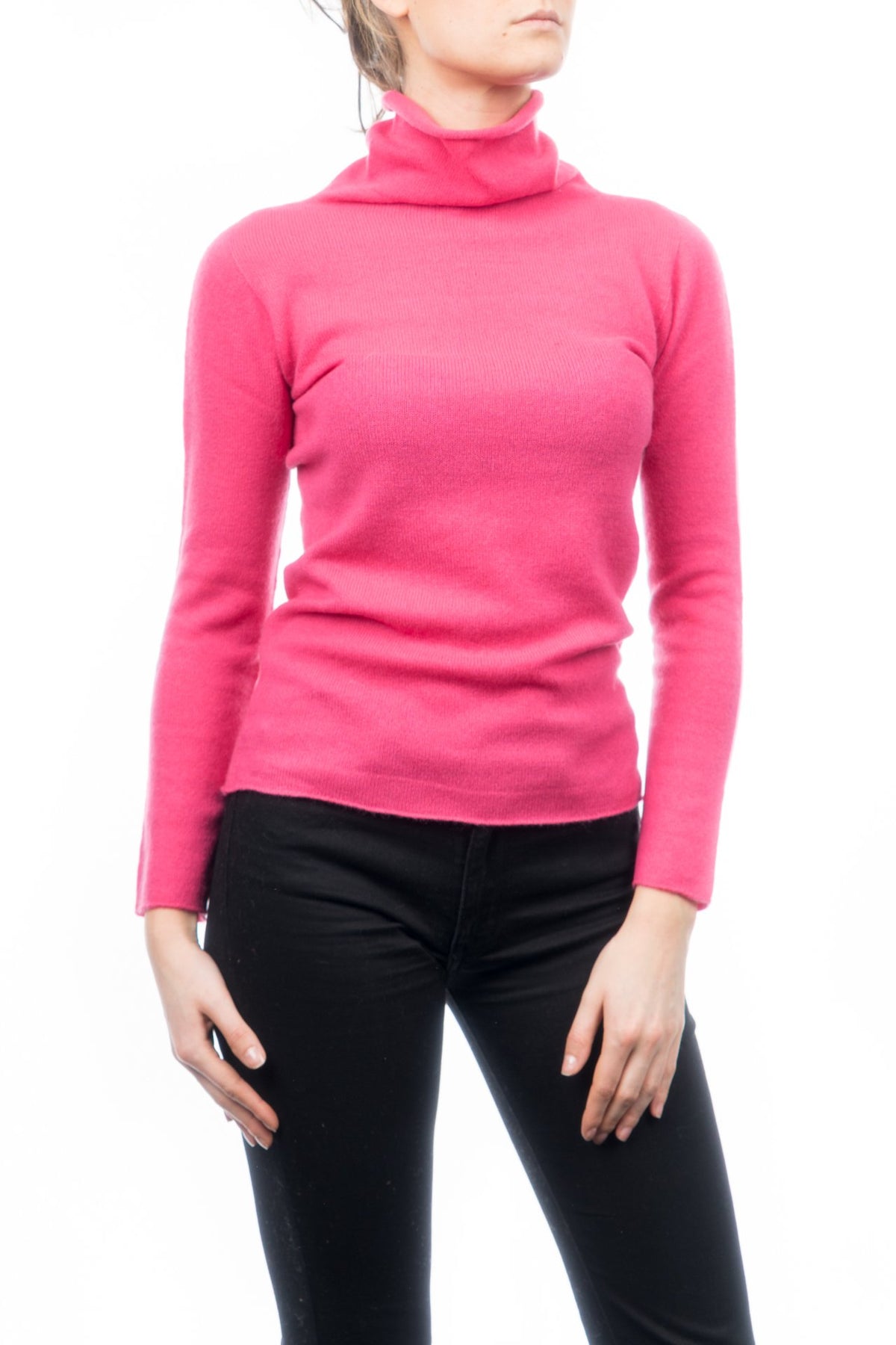 Pull col roulé femme 100 % cachemire, coloris Fuchsia, vue 2 | Dalle Piane Cashmere