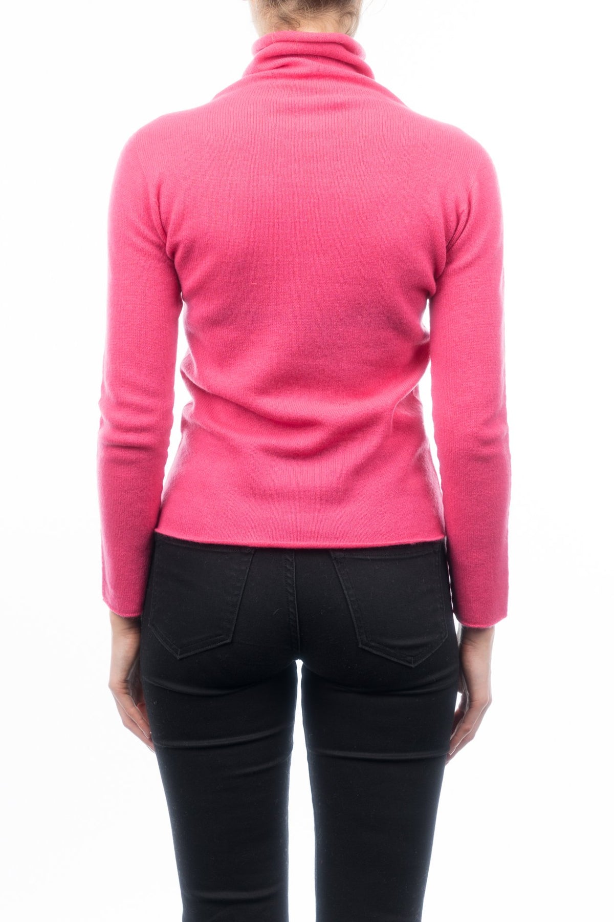 Pull col roulé femme 100 % cachemire, coloris Fuchsia, vue 3 | Dalle Piane Cashmere