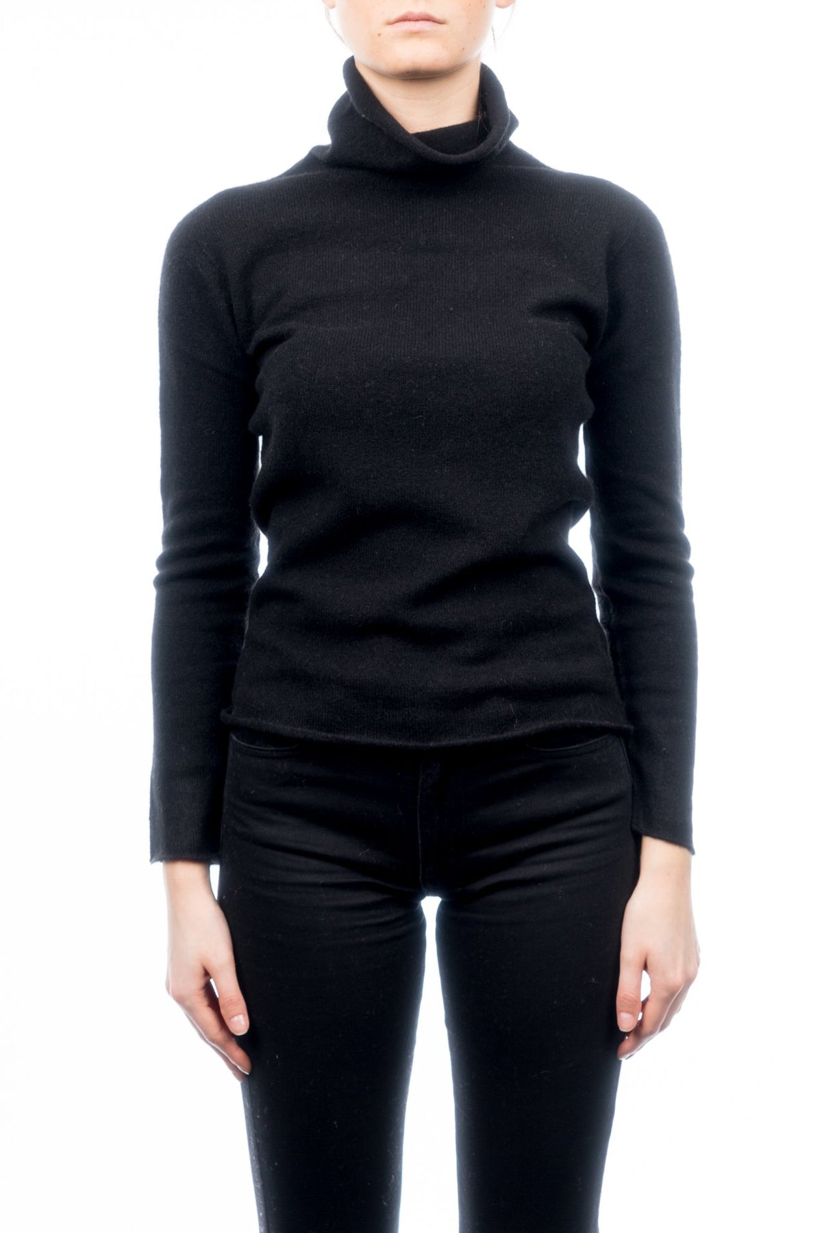 Pull col roulé femme 100 % cachemire, coloris Noir | Dalle Piane Cashmere