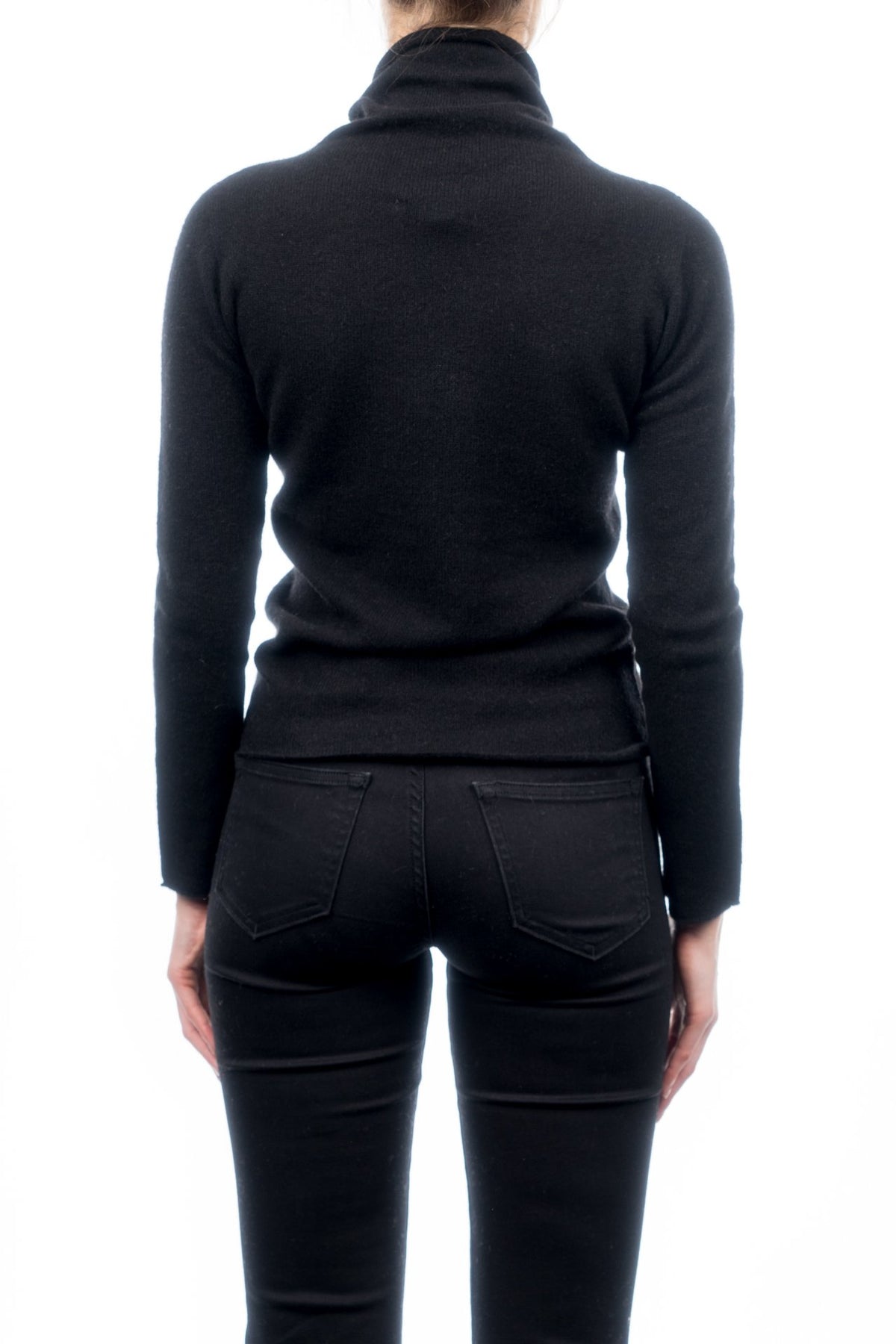 Pull col roulé femme 100 % cachemire, coloris Noir, vue 3 | Dalle Piane Cashmere