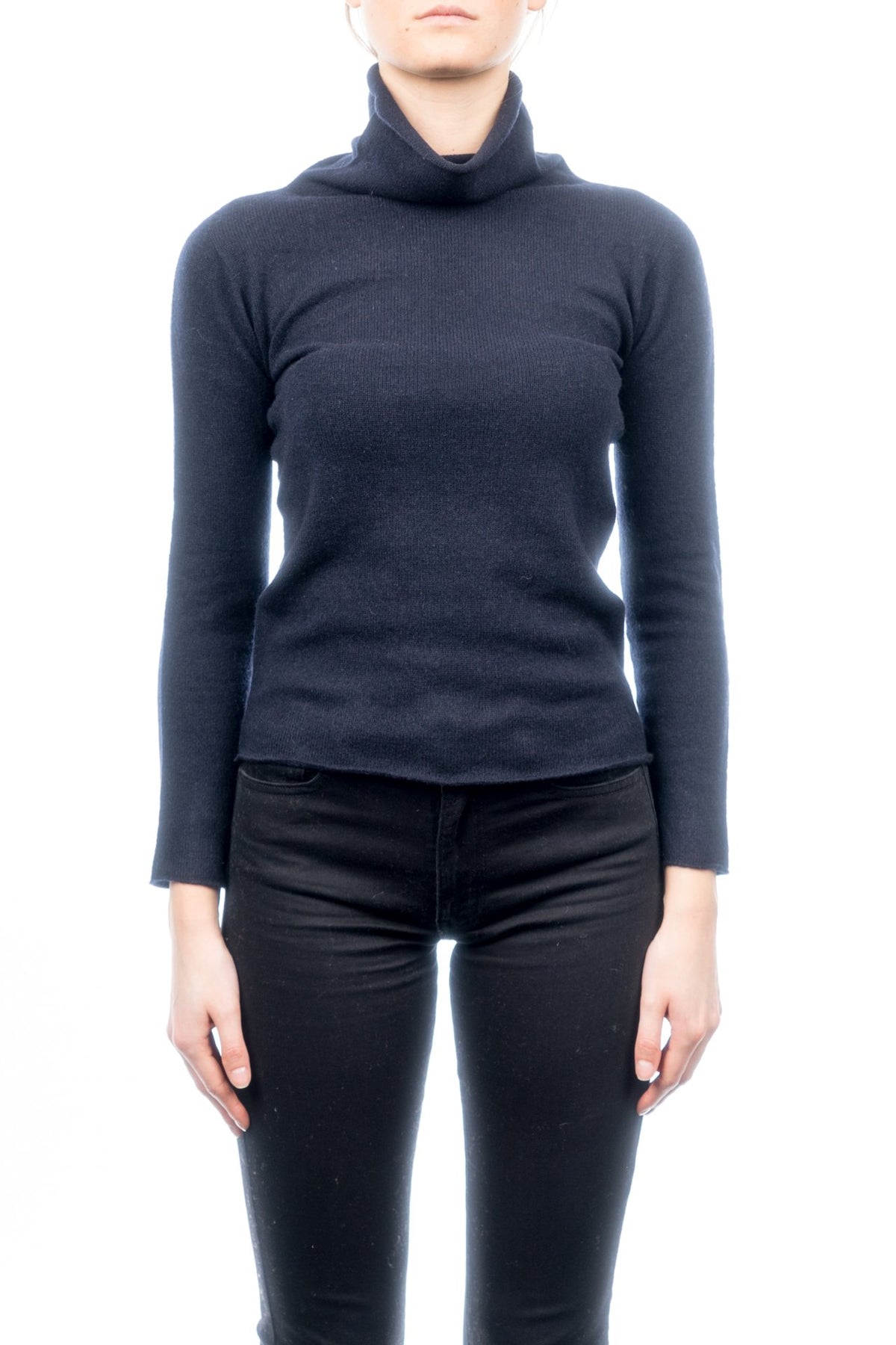 Pull col roulé femme 100 % cachemire, coloris Bleu | Dalle Piane Cashmere