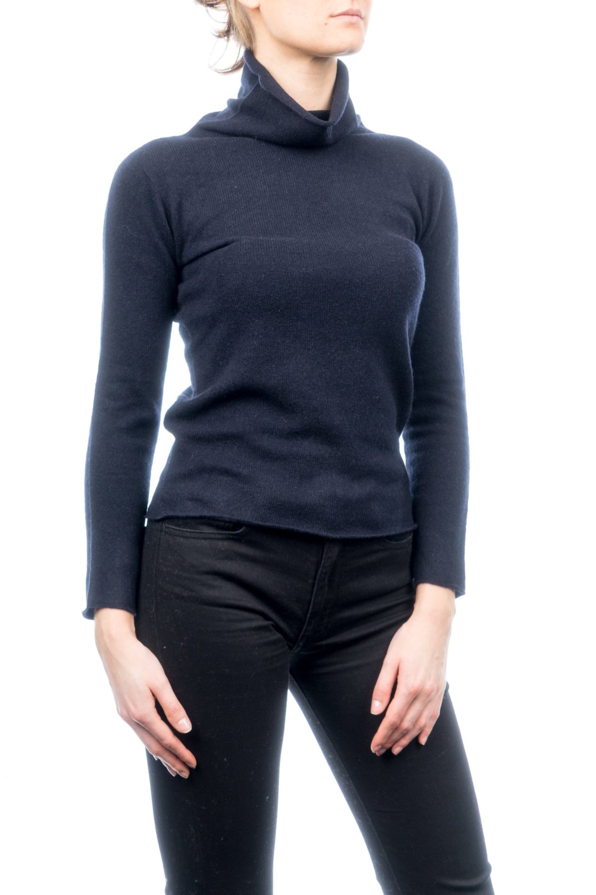Pull col roulé femme 100 % cachemire, coloris Bleu, vue 2 | Dalle Piane Cashmere