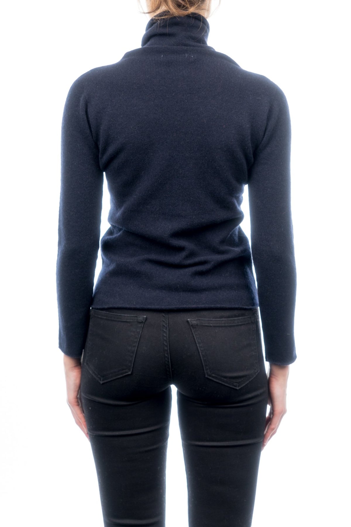 Pull col roulé femme 100 % cachemire, coloris Bleu, vue 3 | Dalle Piane Cashmere