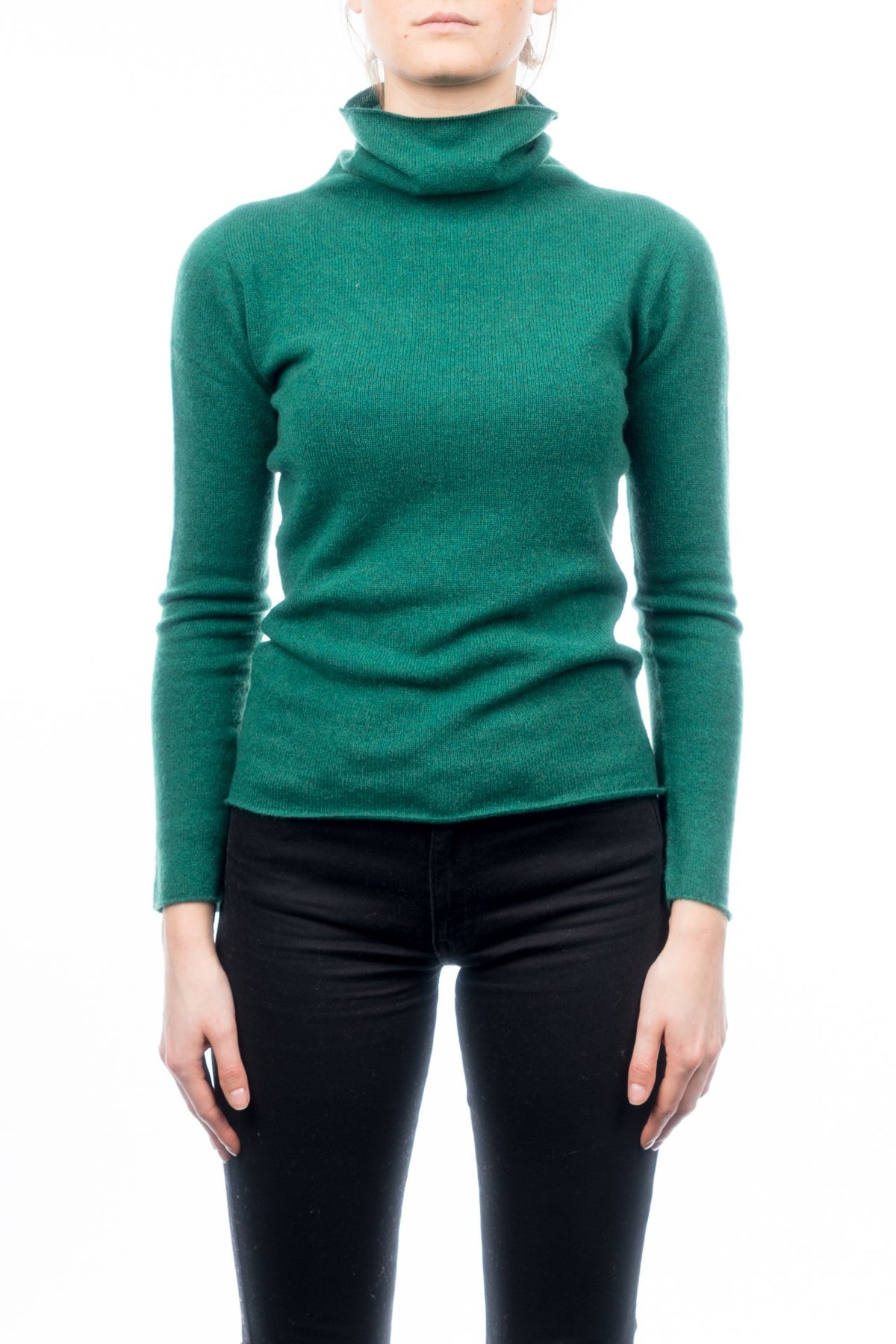 Pull col roulé femme 100 % cachemire, coloris Vert | Dalle Piane Cashmere