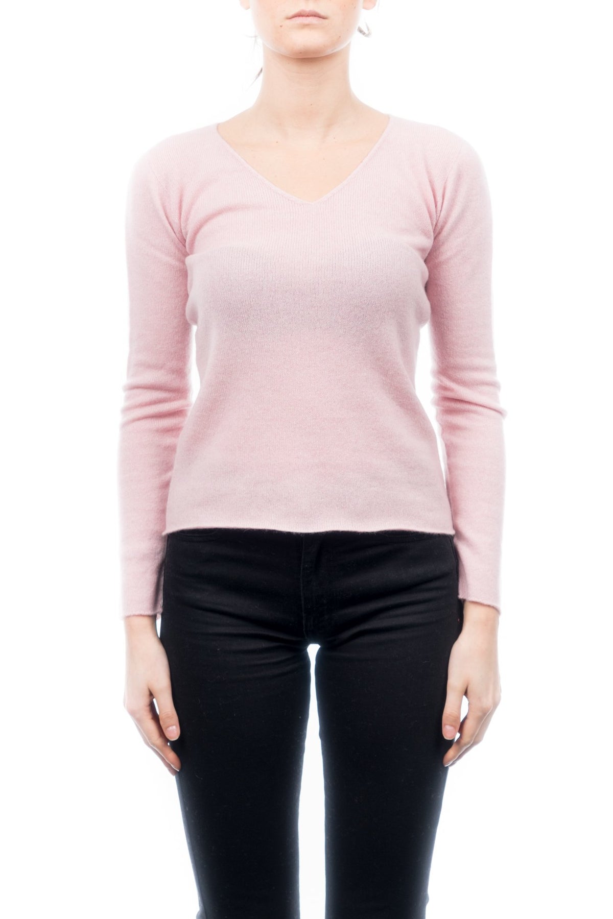Pull col V femme 100 % cachemire, coloris Rose, vue 3 | Dalle Piane Cashmere