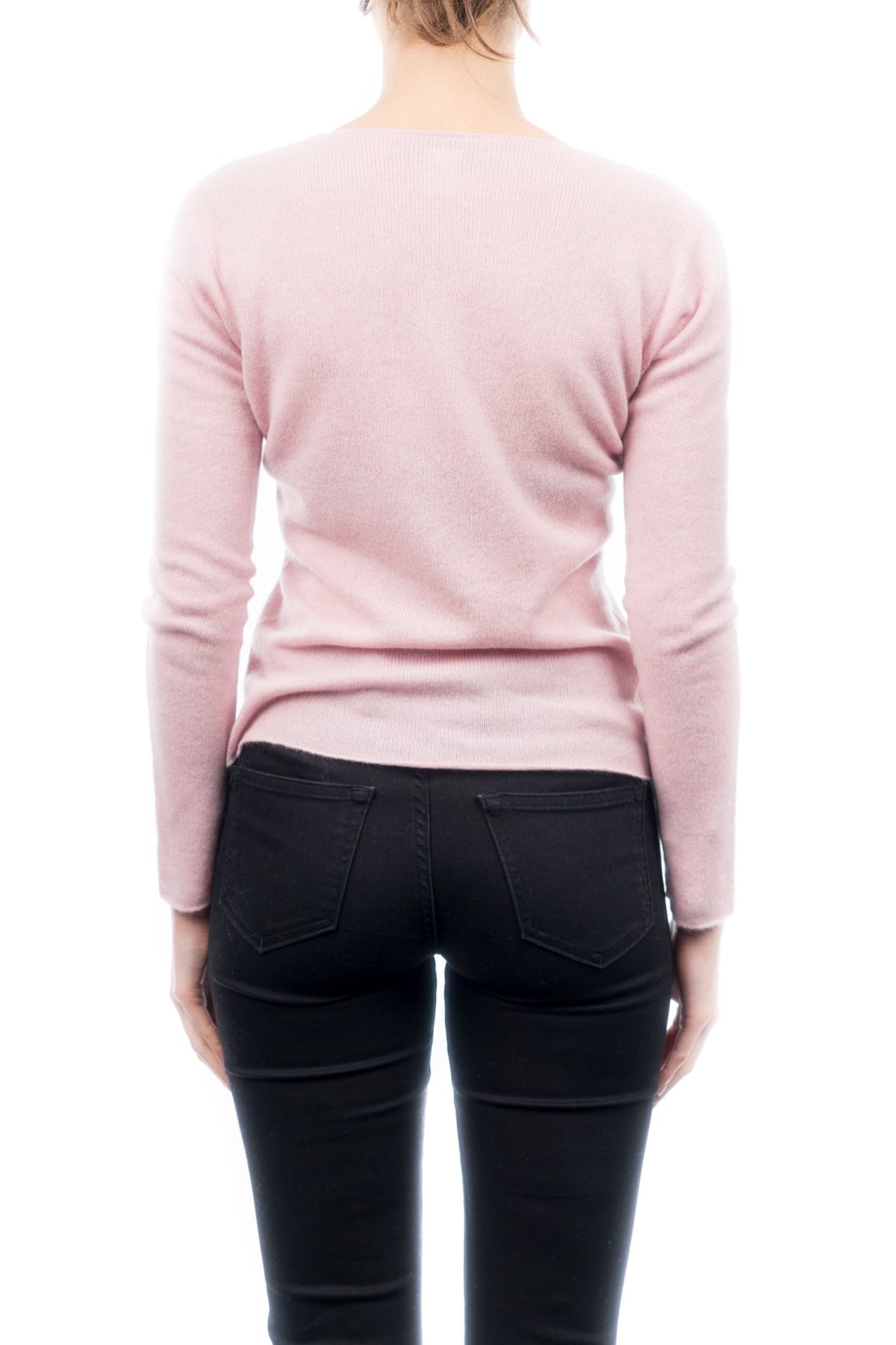 Pull col V femme 100 % cachemire, coloris Rose, vue 2 | Dalle Piane Cashmere