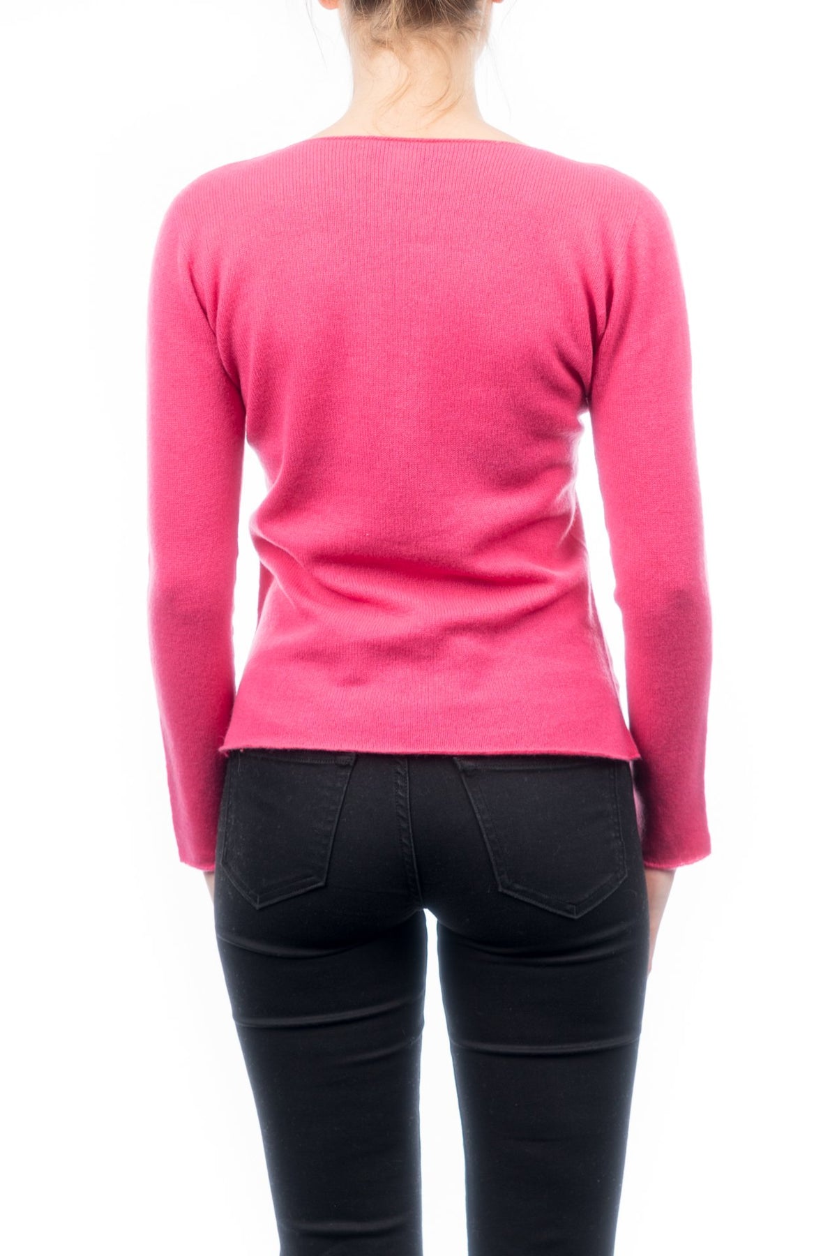 Pull col rond femme 100 % cachemire, coloris Fuchsia, vue 3 | Dalle Piane Cashmere