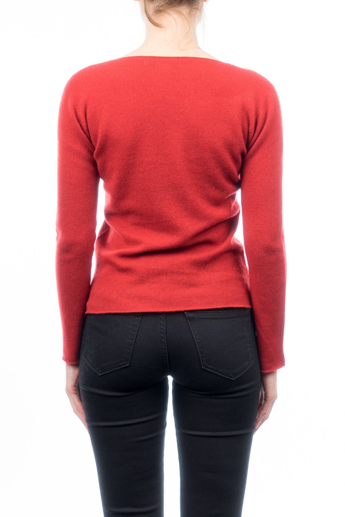 Pull col rond femme 100 % cachemire, coloris Rouge, vue 3 | Dalle Piane Cashmere